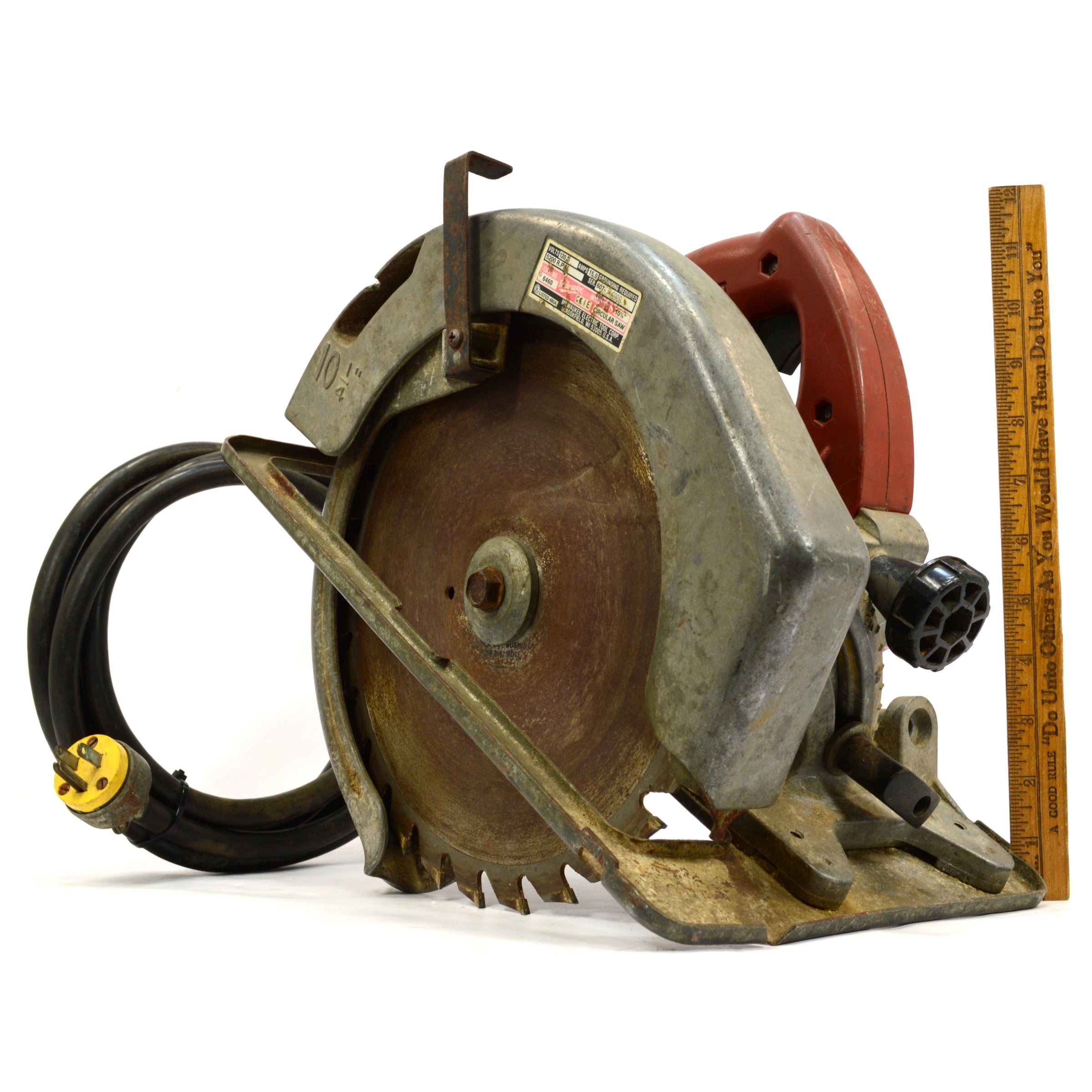 Heavy Duty Milwaukee Circular Beam Saw No. 6460 with 10.25-Inch Blade - 5200 RPM, 15 AMP - Perfect for Professional Woodworking and Construction Projects