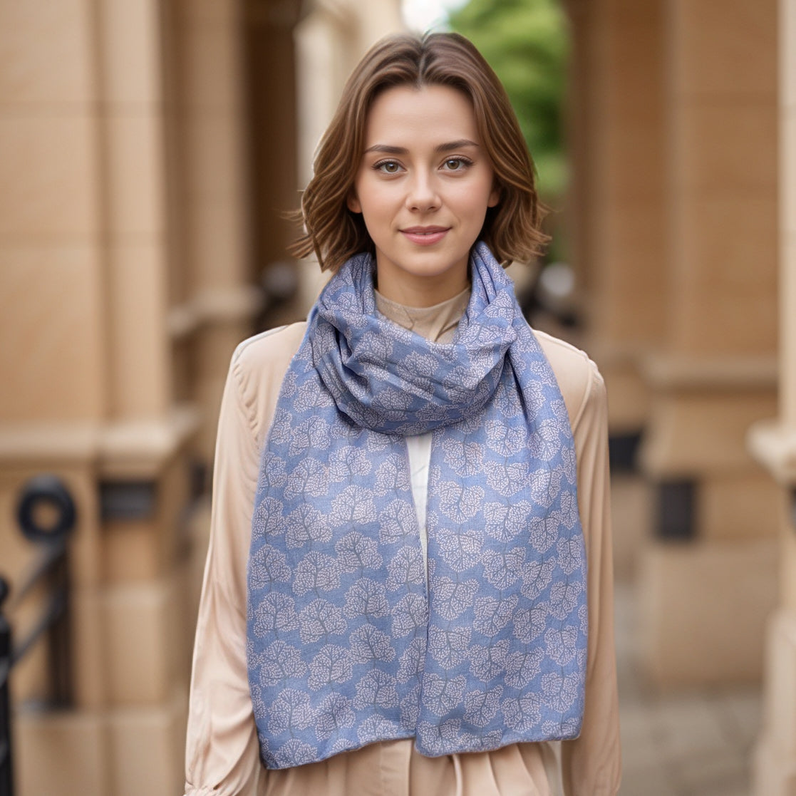 Lilac Tree of Life Scarf (50x180cm) - Exclusive Bohemian Fashion Accessory for Women, Perfect for Spring Outfits, Weddings & Boho Chic Style