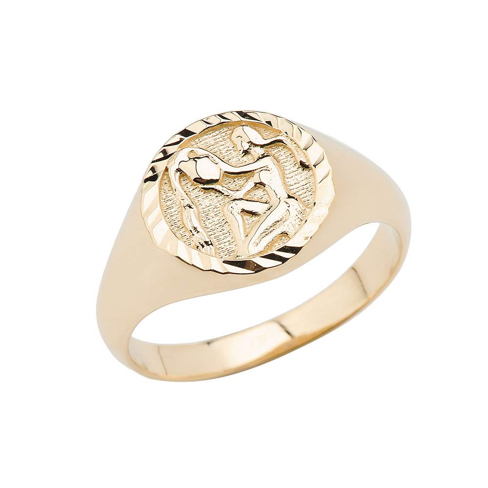 14K Yellow Gold Zodiac Ring for Men & Women - Unisex Astrology Jewelry - Perfect for Birthdays, Gifts & Daily Wear