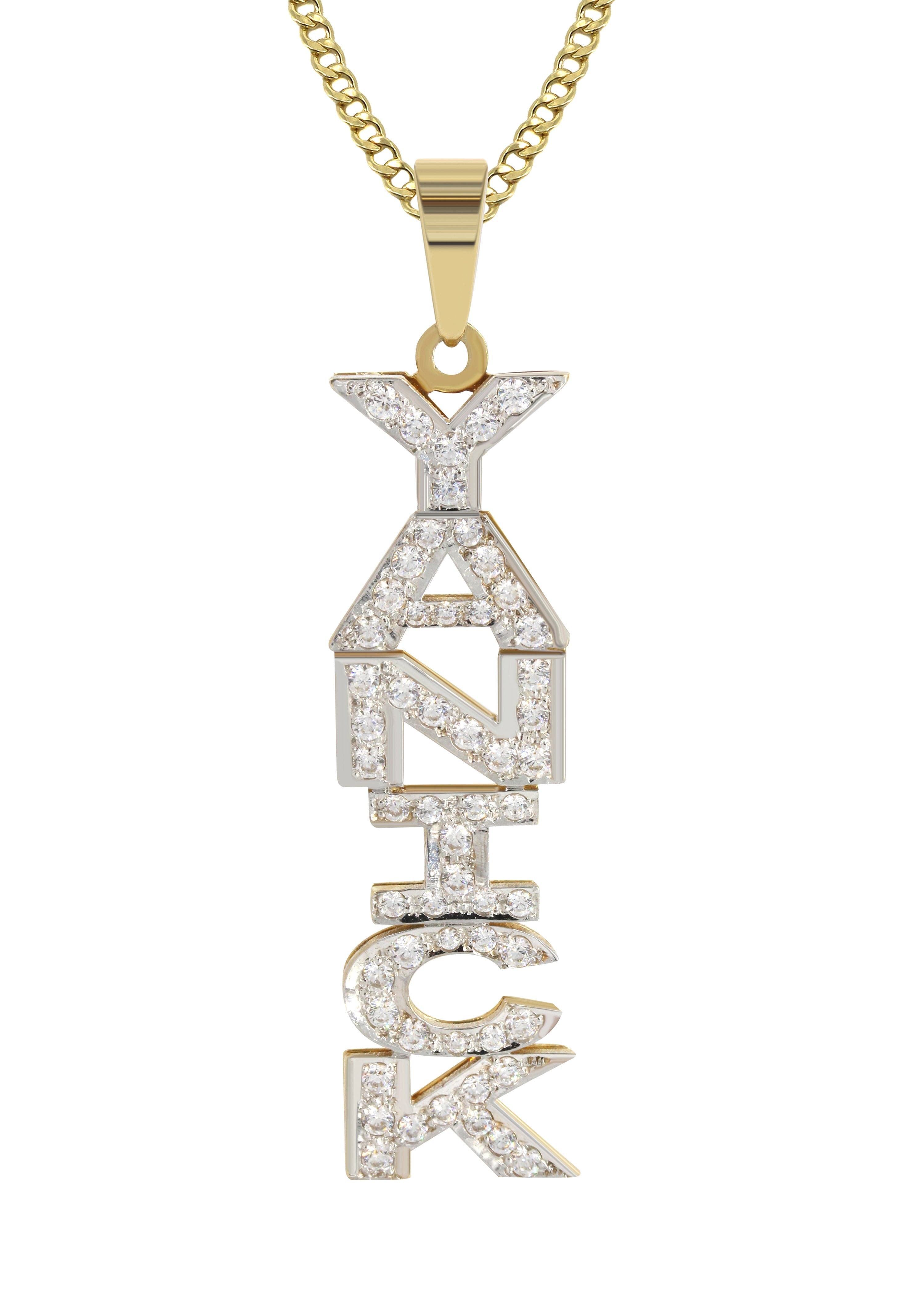 14K Gold Diamond Name Plate Necklace - Personalized Vertical Pendant for Women | Perfect for Gifts, Anniversaries & Special Occasions