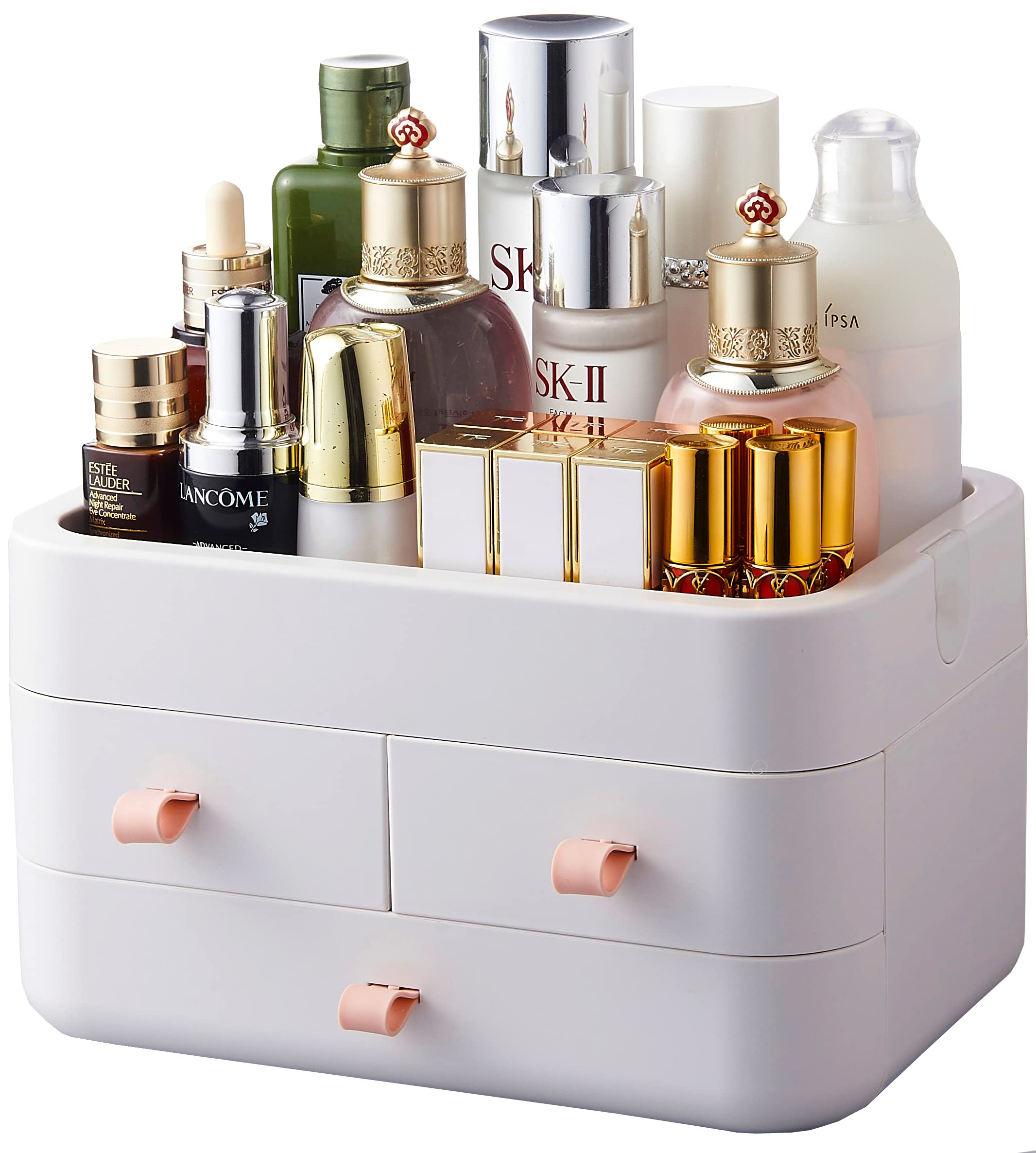 Bingobang Acrylic Makeup Organizer with Drawers - Large Cosmetic Storage for Skincare, Perfume, Jewelry & Brushes - Vanity Desk, Dresser, Bedroom, Office & Bathroom Organization (White) - Perfect for Daily Beauty Routine & Clutter-Free Space