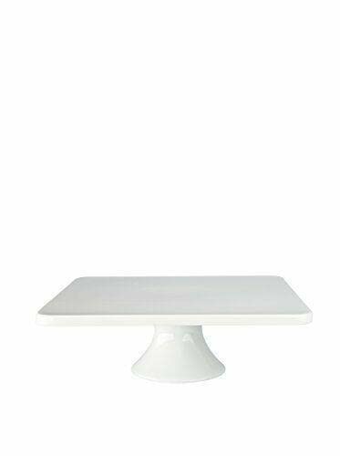 11-Inch White Porcelain Square Cake Stand with 3-3/4-Inch Height - Elegant Dessert Display for Weddings, Parties & Kitchen Decor - Cake Decorating Tools & Carrier for Bakers