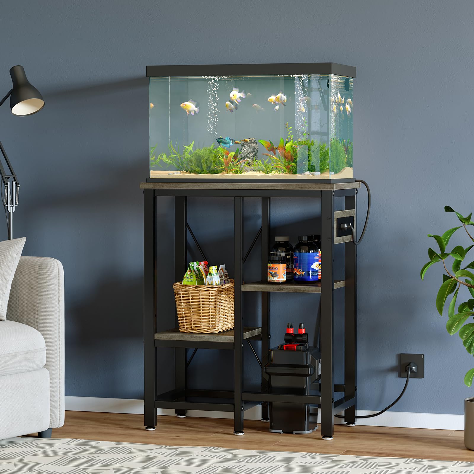 10 Gallon Fish Tank Stand with Power Outlets - 20