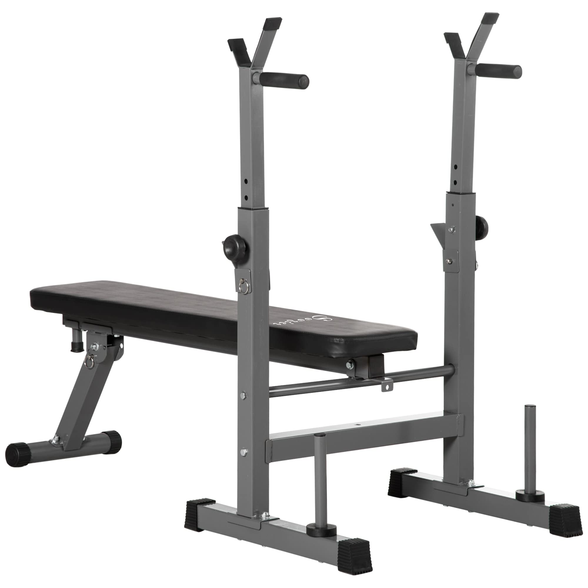 Soozier Adjustable Weight Bench - Foldable Bench Press with Barbell Rack & Dip Station for Home Gym, Strength Training & Full Body Workout - Perfect for Home Fitness, Muscle Building & Cross Training