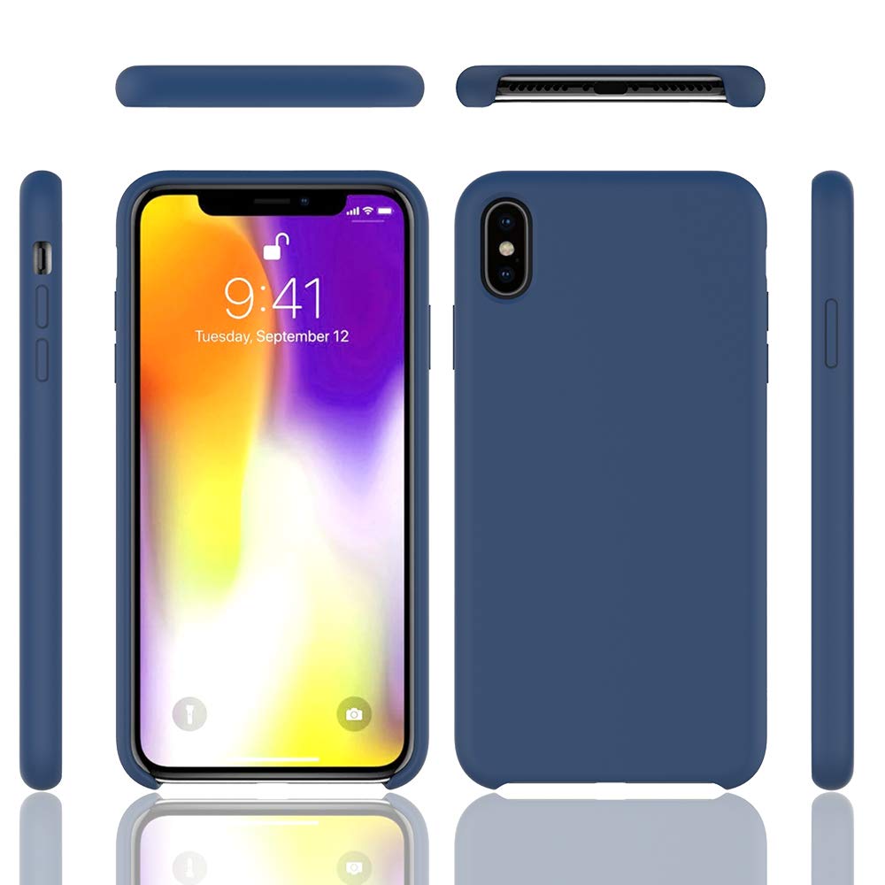 Premium Liquid Silicone Case for iPhone XS Max - Navy Blue | Slim Fit, Shockproof Protection | Perfect for Daily Use, Travel & Outdoor Activities