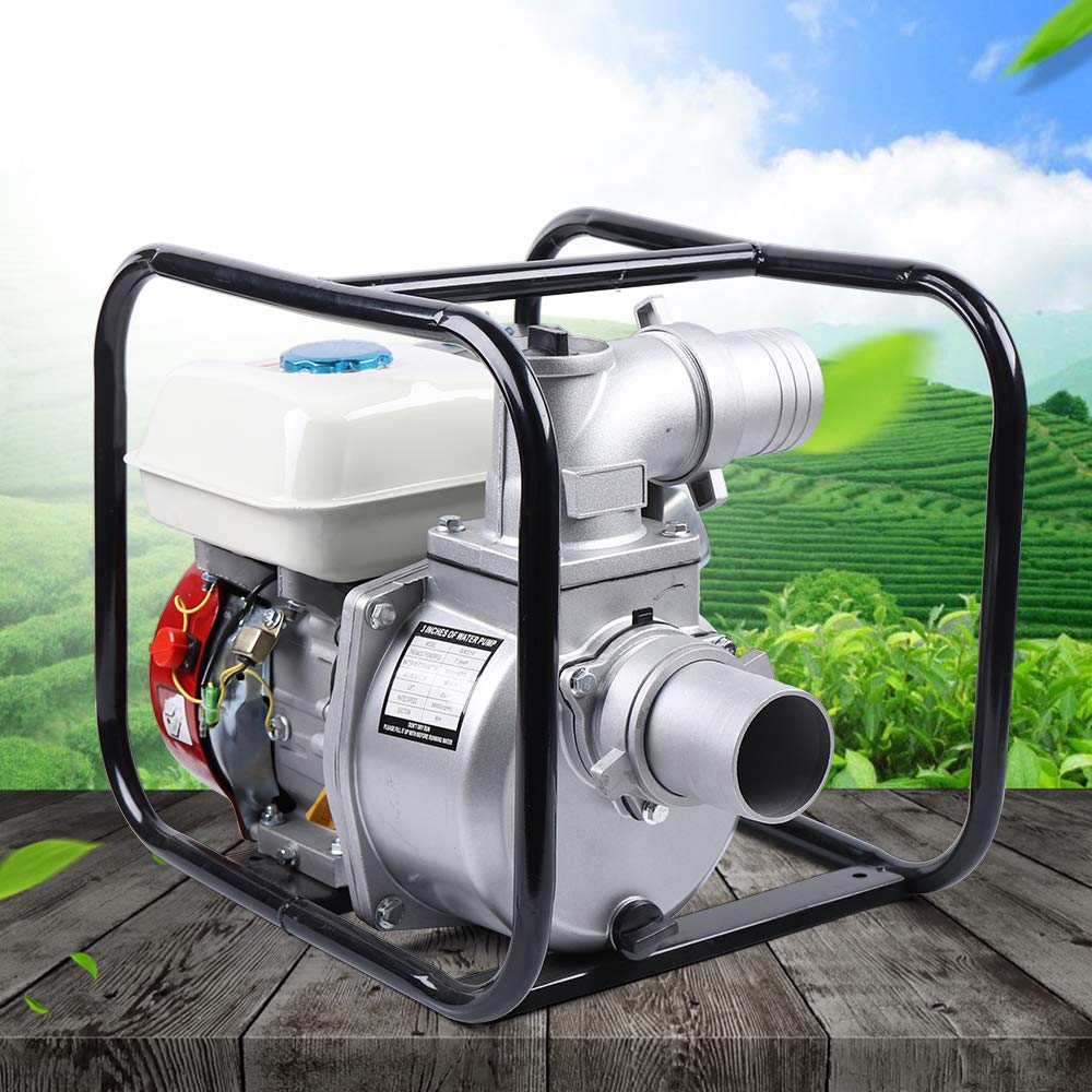 Futchoy 3 Inch 7.5 HP Gasoline Water Transfer Pump - 60m³/h Flow Rate for Garden Irrigation, Swimming Pool & Water Transfer | Portable High-Pressure Gas Pump for Farms, Construction & Emergency Flood Control