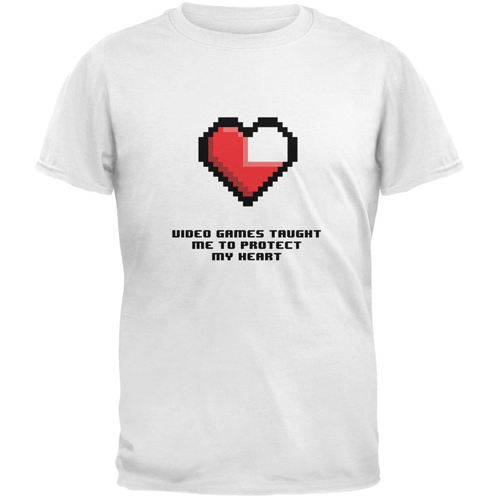 Video Games Protect My Heart - White Adult T-Shirt for Gamers, Casual Wear, and Everyday Comfort