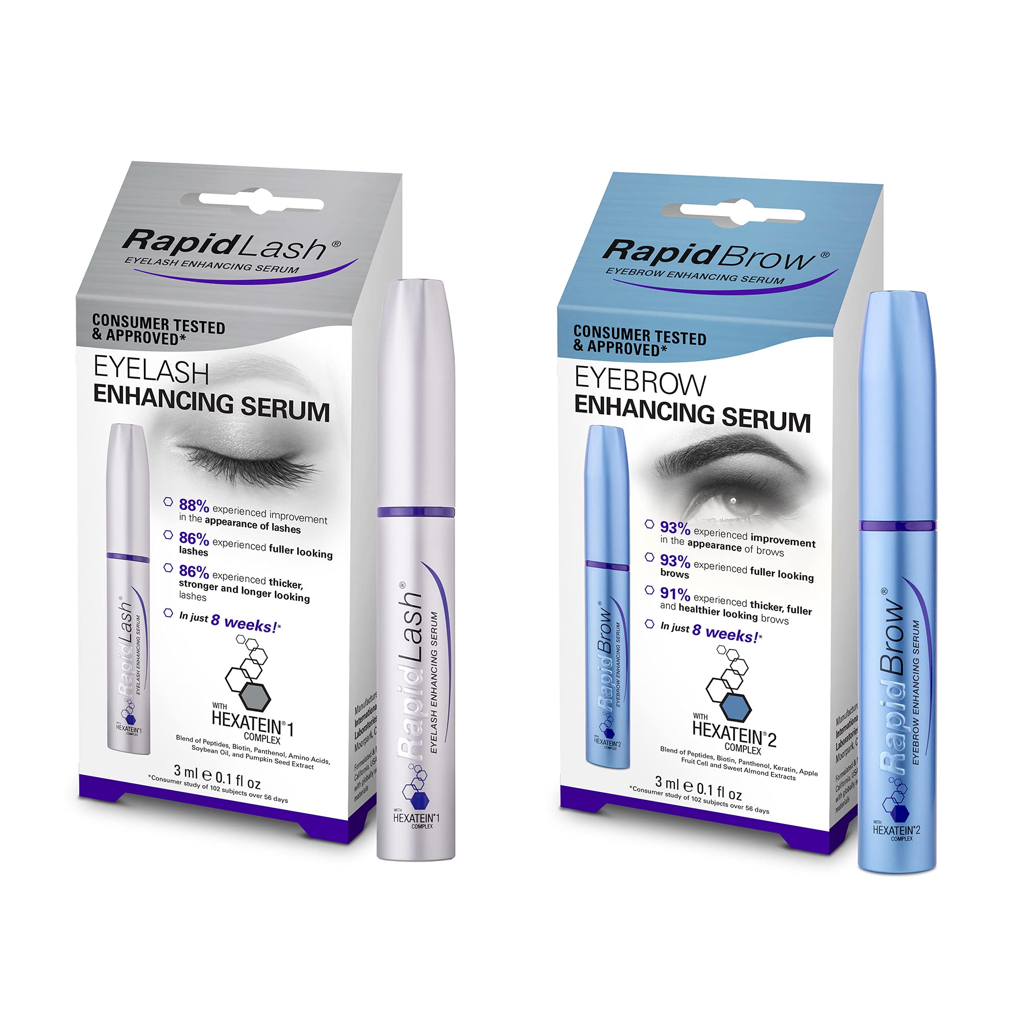 RapidBrow & RapidLash Eyelash & Eyebrow Growth Serum Duo Set - Natural Lash & Brow Enhancer for Thicker, Fuller Lashes & Brows | Perfect for Daily Beauty Routine & Special Occasions
