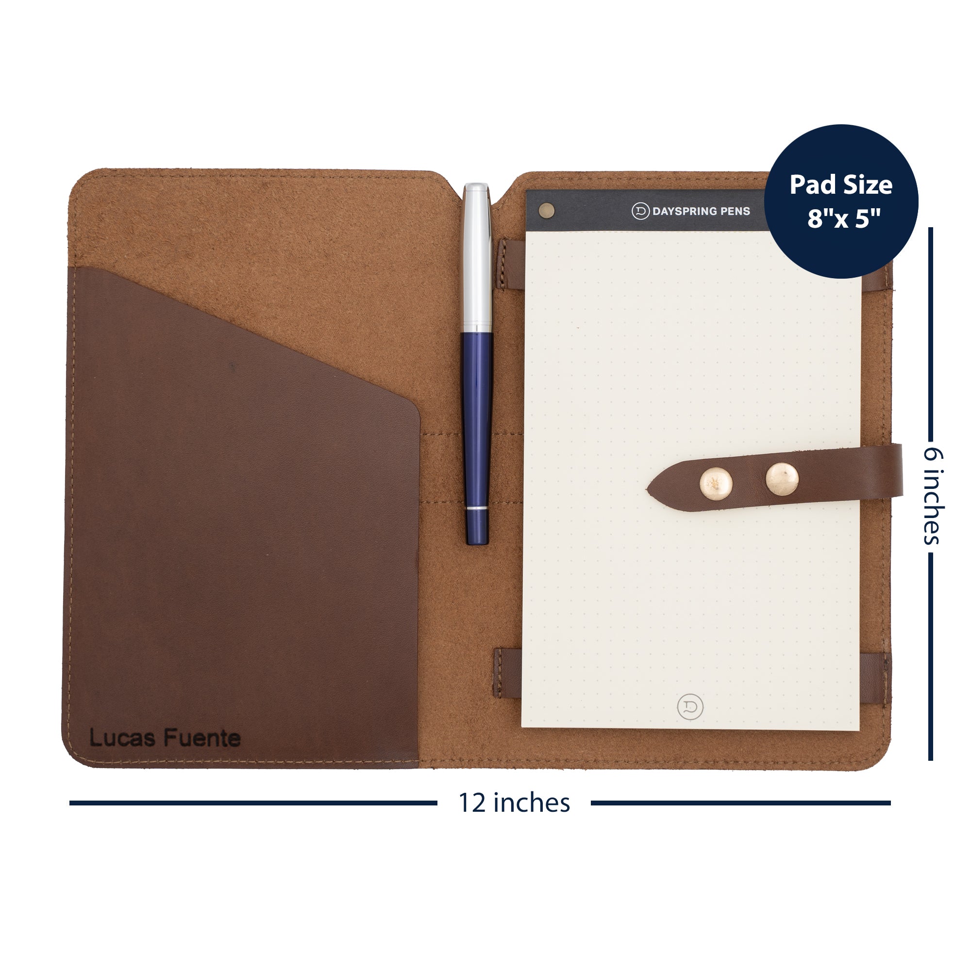 Premium Travel Size Leather Padfolio Set - Natural Brown - Perfect for Business Meetings, Office & Professional Use