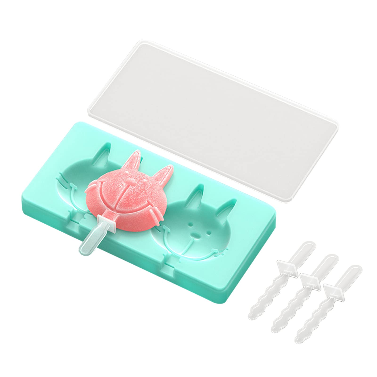 Rabbit & Cat Shaped Silicone Popsicle Molds with Lid - BPA Free Food Grade Ice Cream Molds for DIY Desserts - Perfect for Homemade Ice Cream, Cake Decorating & Summer Treats (Kitchen Tools)