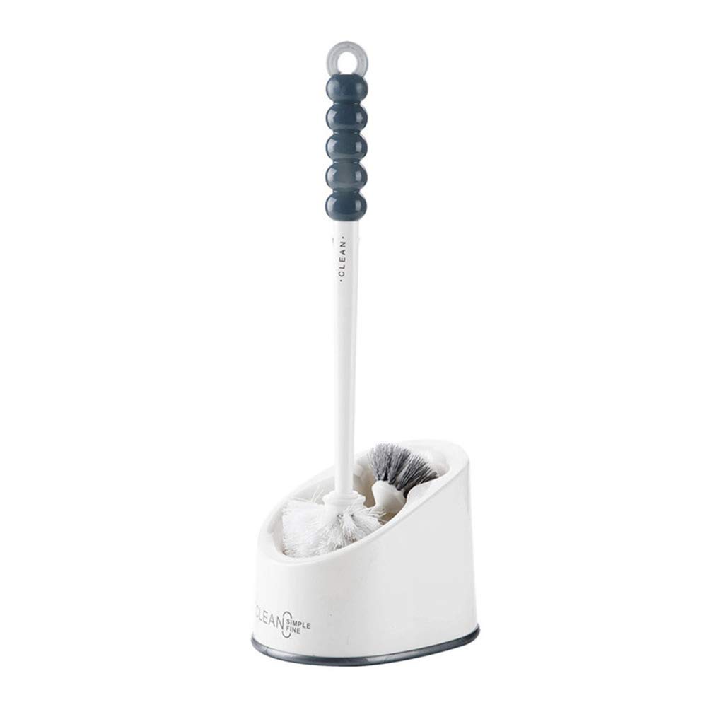 DOITOOL Toilet Brush and Holder Set - Long Handle Bathroom Cleaning Brush with Plastic Holder, Multi-Functional Corner Toilet Bowl Brush for Home & Travel Use - Perfect for Small Spaces, RVs & Apartments