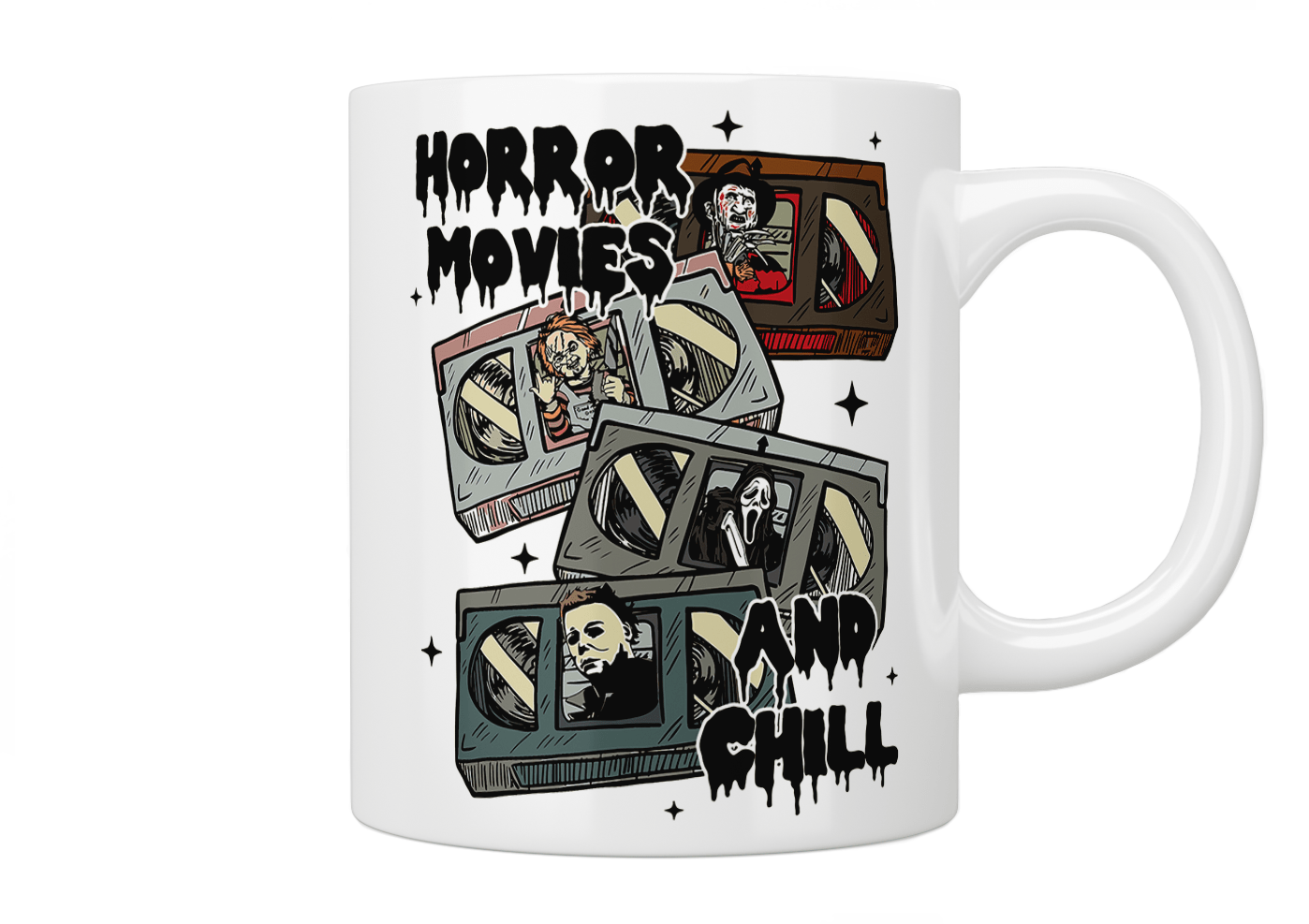 Horror Movies And Chill Mug - Scary Movie Night Coffee Cup for Halloween & Horror Fans - Perfect for Movie Nights, Gifts & Relaxing with Spooky Films