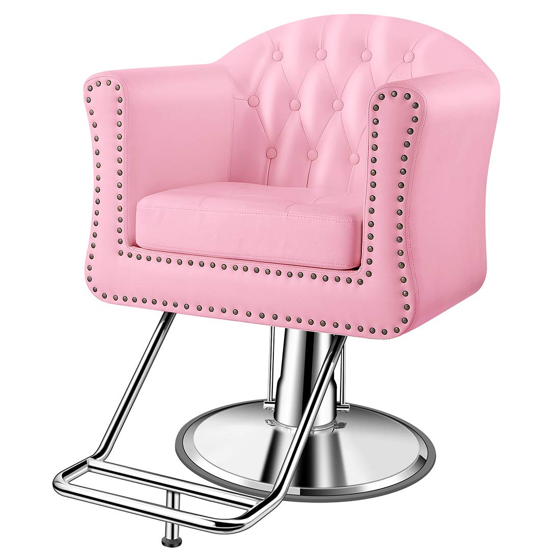 Baasha Professional Salon Chair for Hair Stylists - Heavy Duty Hydraulic Pump, 440 lbs Weight Capacity, Pink Beauty Salon Equipment - Perfect for Hair Salons, Barber Shops & Home Styling Stations