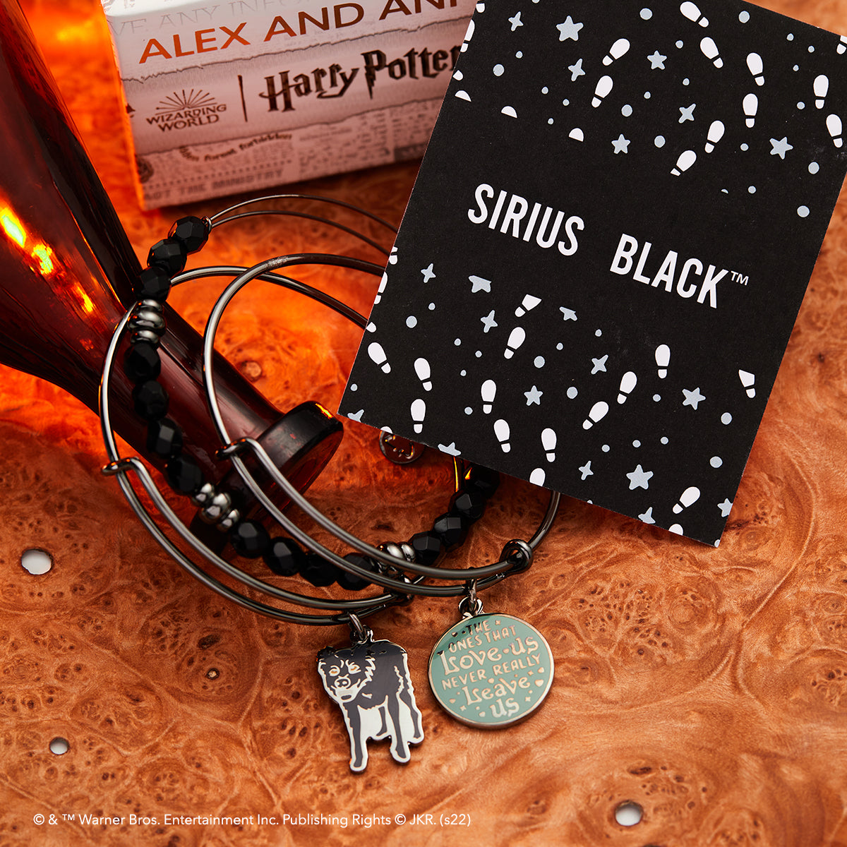 Harry Potter™ Sirius Black Charm Bangle Bracelets - Set of 3 Magical Jewelry for Fans, Cosplay & Gift Giving - Perfect for Halloween, Movie Nights & Potterhead Collections