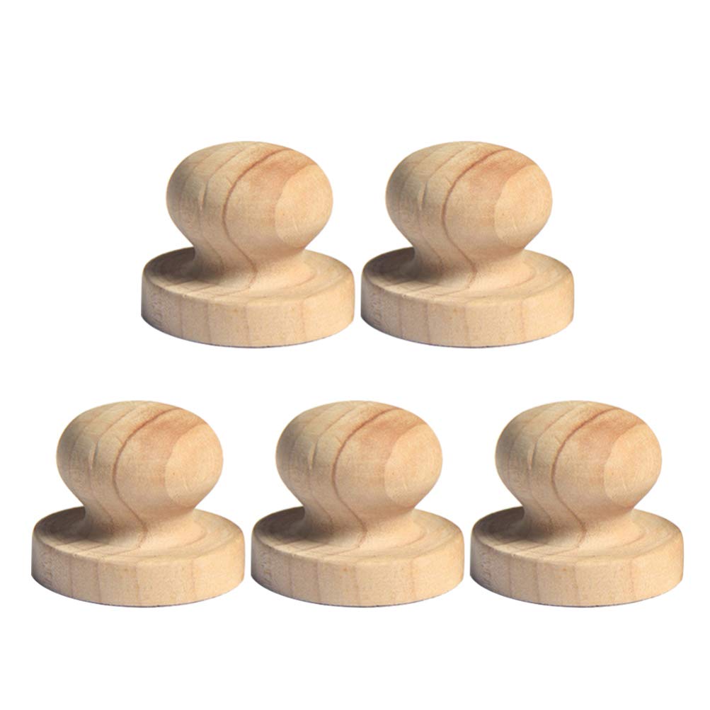 Exceart 5pcs Wooden Stamp Handles - 5CM Round DIY Crafting Tools for Rubber Stamps, Scrapbooking, Card Making & Paper Crafts - Perfect for DIY Projects, Gift Wrapping & Home Decor