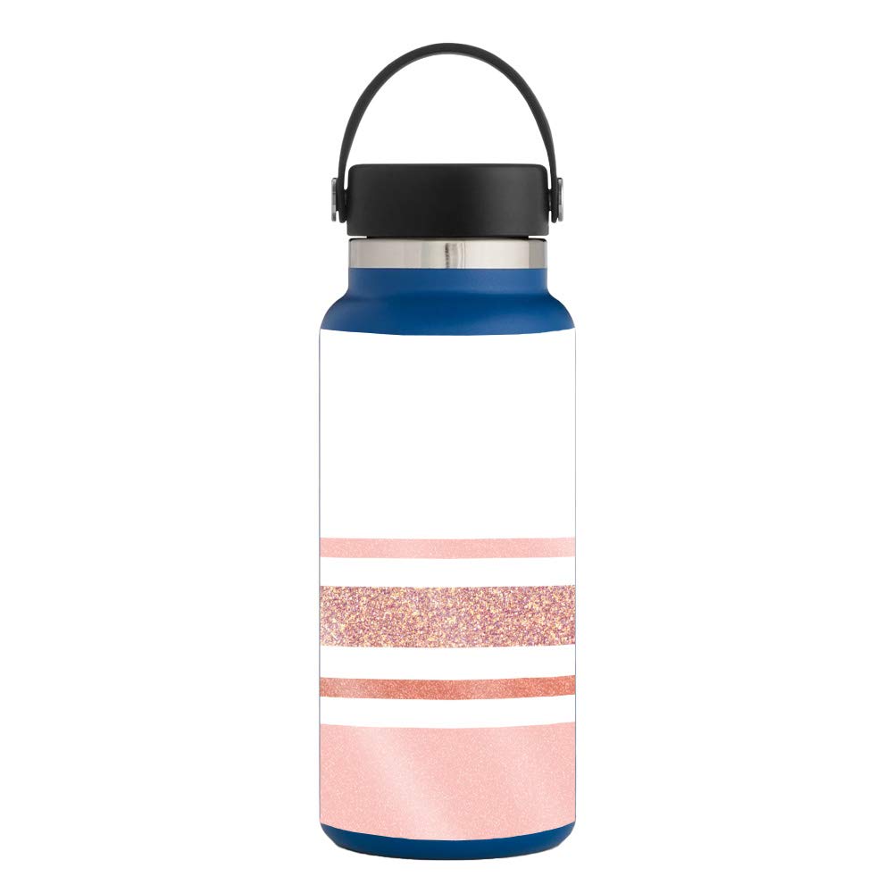 MightySkins Glossy Glitter Skin for Hydro Flask 32 oz Wide Mouth Water Bottle - Trendy Stripes Design | Protective & Durable High-Gloss Glitter Vinyl Wrap | Easy to Apply, Remove & Change Styles | Made in USA | Perfect for Gym, School, Hiking & Outdoor Activities