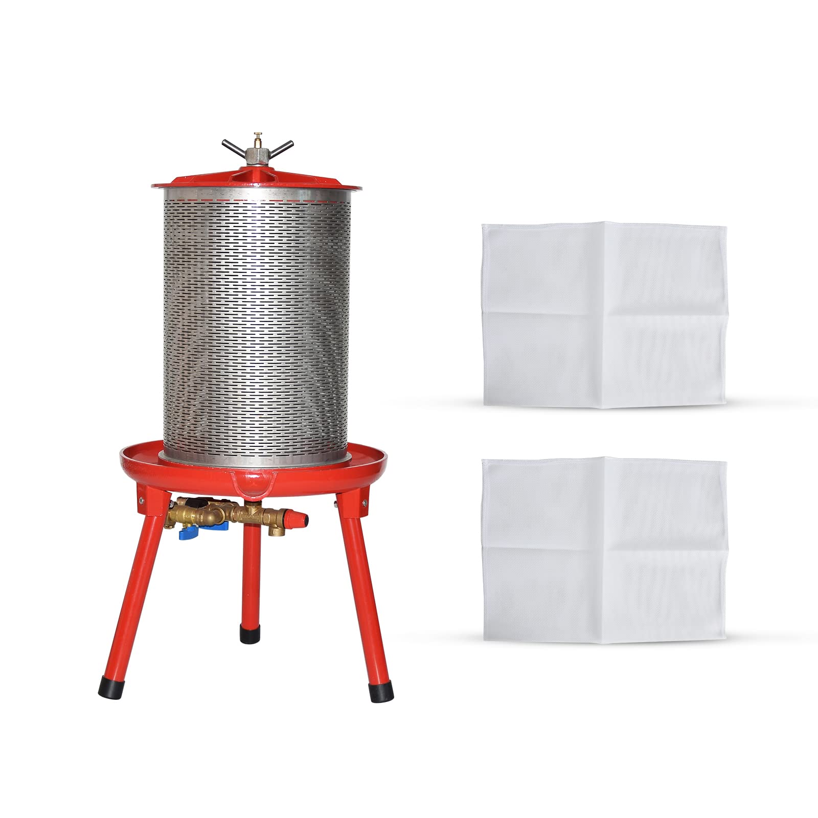 Electric-Free Hydraulic Fruit Wine Press - 5.3 Gallon Water-Powered Cider & Juice Maker with Filter Bag & Splash Guard for Apple, Grape, Berry Winemaking at Home