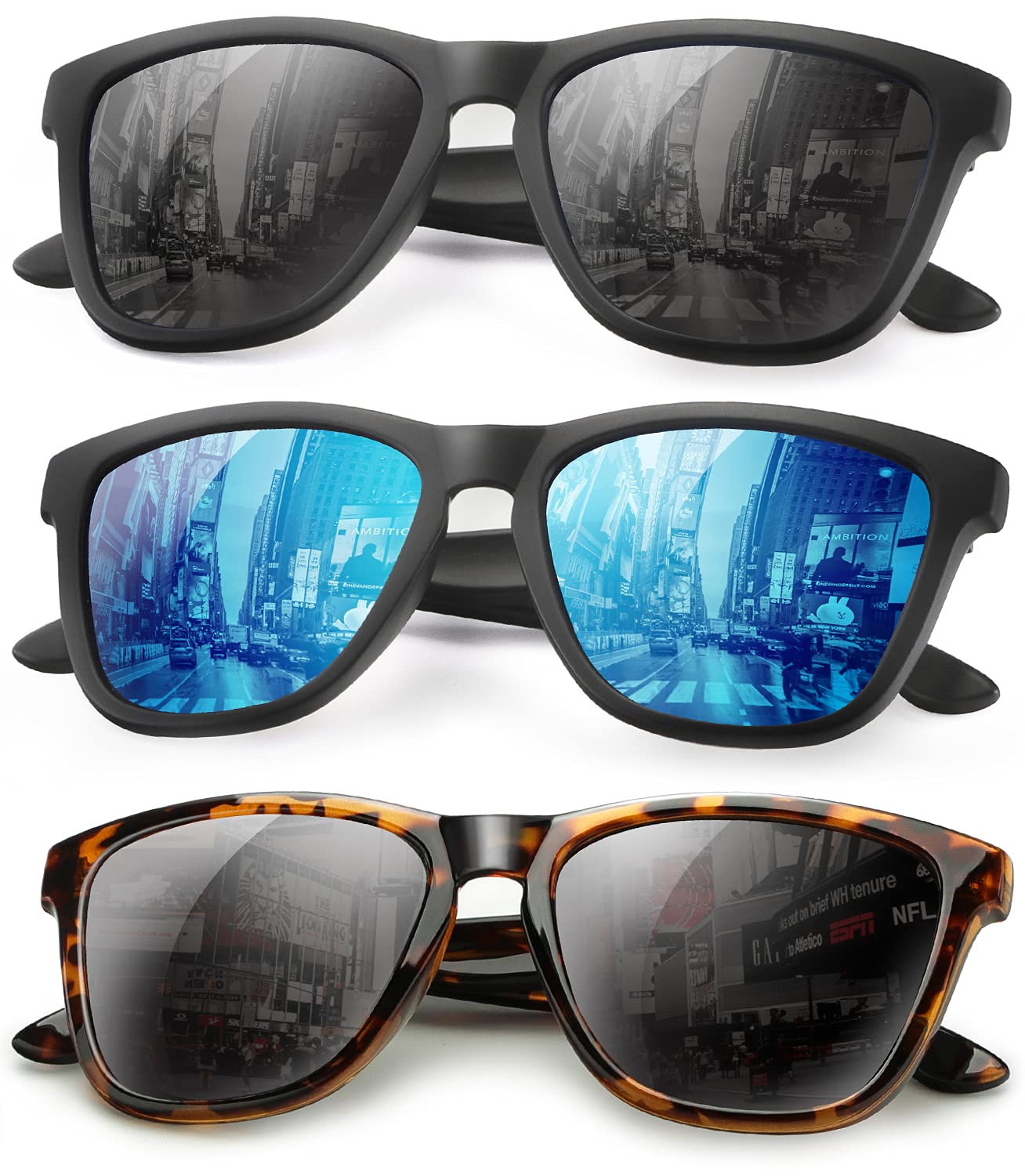 Polarized UV Protection Sunglasses for Women & Men - Classic Rectangle Fashion Shades for Driving, Beach & Outdoor Activities