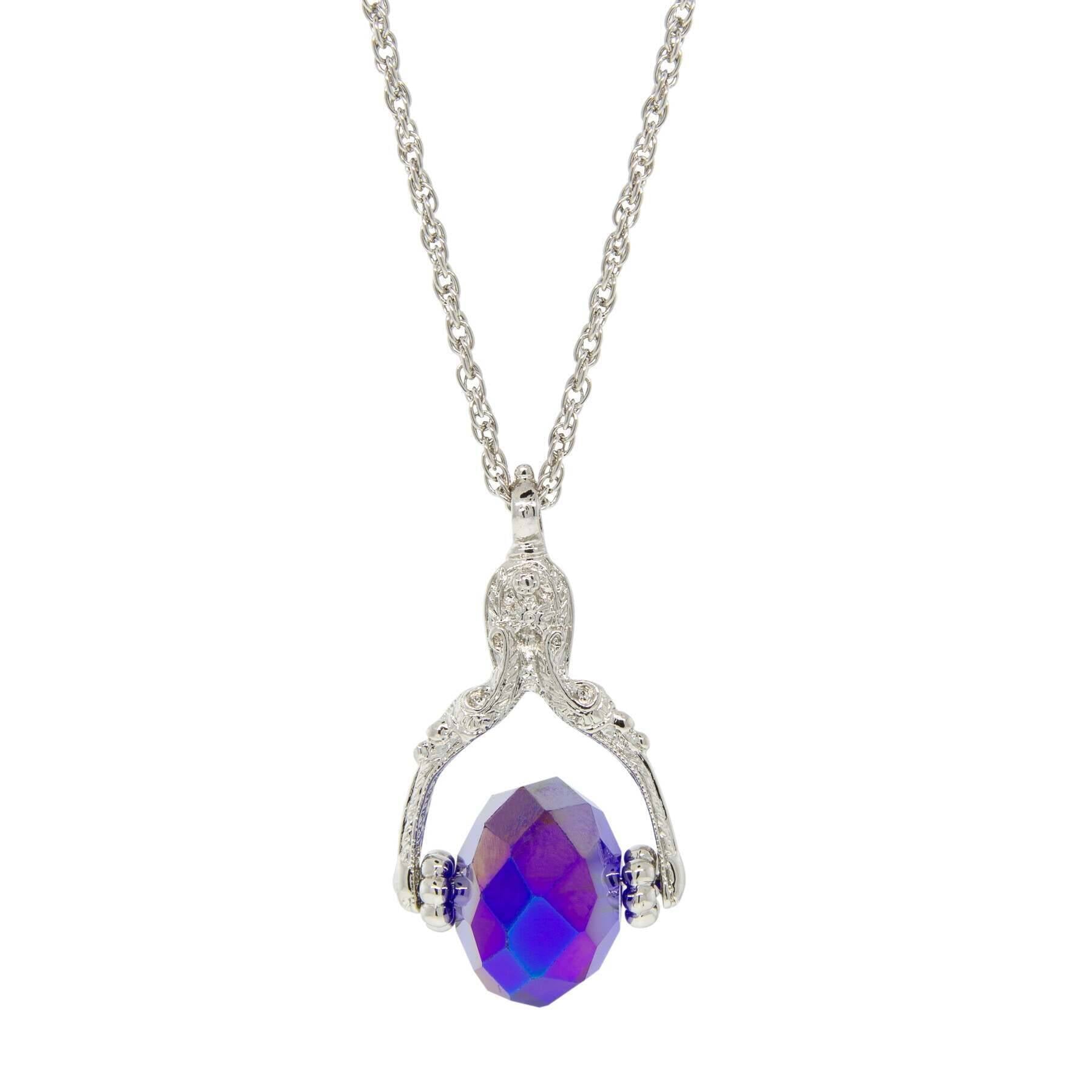 1928 Jewelry AB Crystal Spinner Pendant Necklace - 30mm Sparkling Statement Jewelry for Women, Perfect for Parties, Weddings & Everyday Elegance