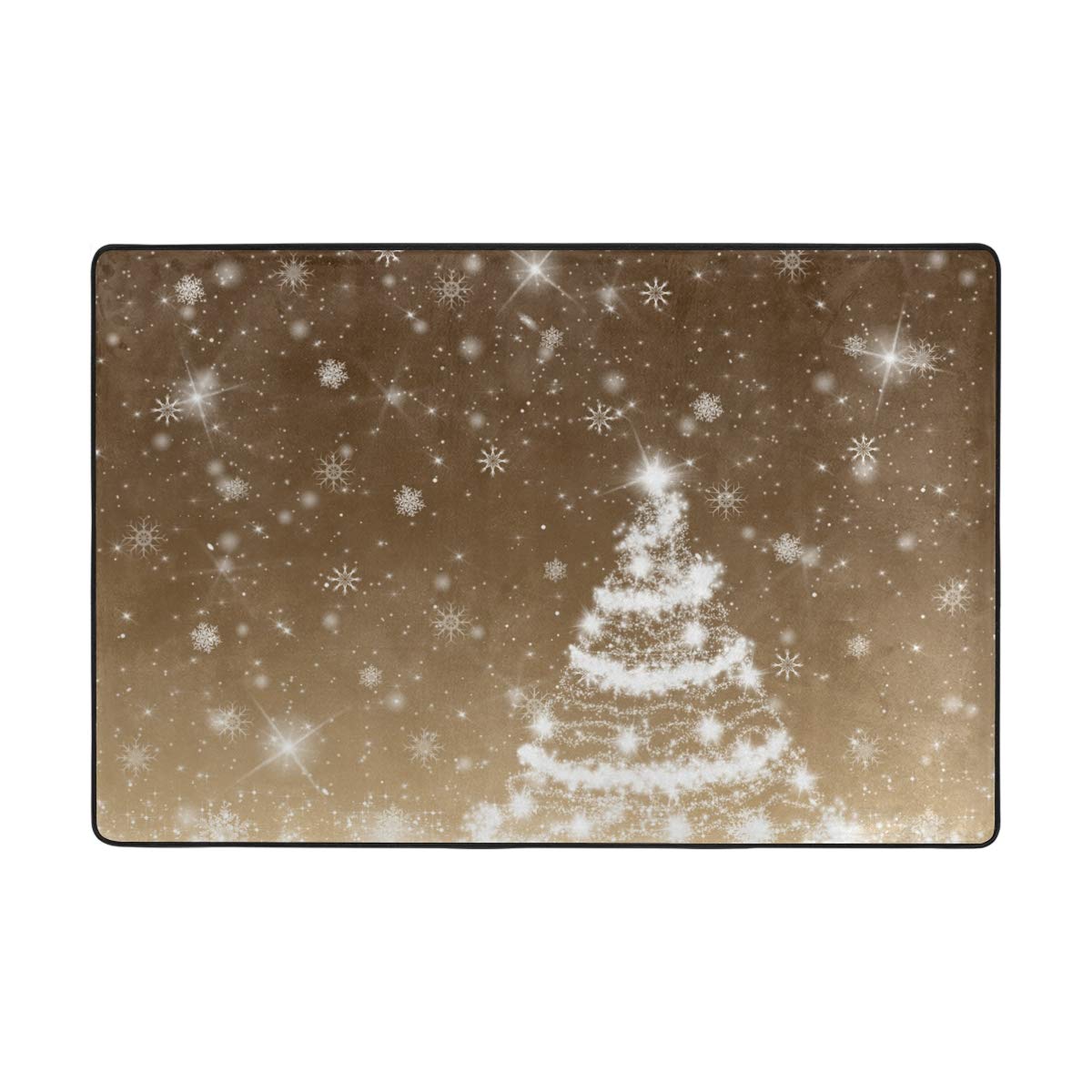 4x6 Feet Shining Christmas Tree Snowflake Area Rug - Non-Slip Lightweight Foam Carpet for Living Room, Bedroom & Kitchen Decor | Holiday Home Decoration & Cozy Floor Mat