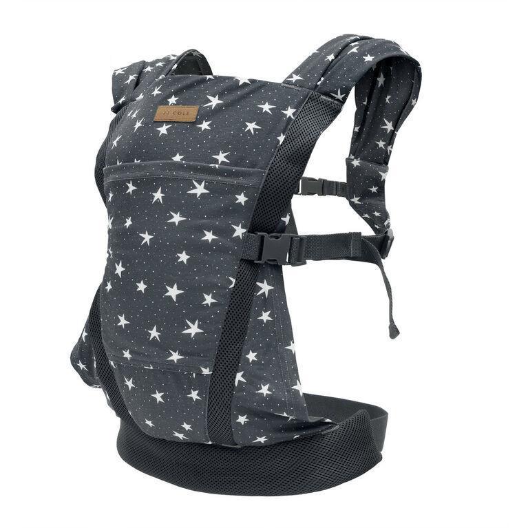 JJ Cole Luma Packable Carrier - Lightweight Baby Carrier for Travel & Hiking, Compact & Comfortable, Midnight Star Design - Perfect for Outdoor Adventures & Daily Errands