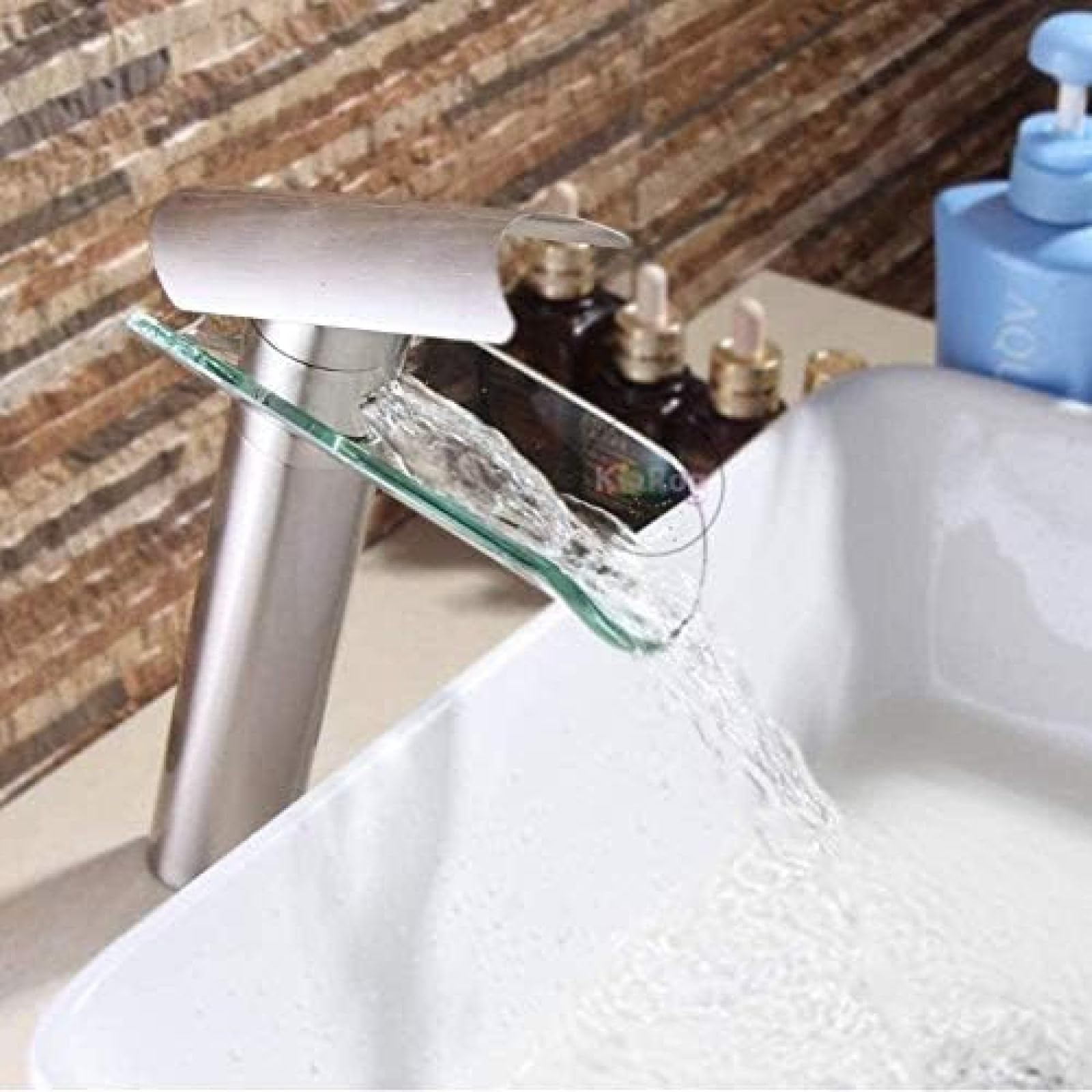 CRJUS Premium Brass Kitchen Faucet & Bathroom Sink Faucet - Chrome Brushed Nickel Finish Countertop Glass Water Tap for Modern Home (Ideal for Washing Dishes, Hand Washing & Bathroom Vanity)