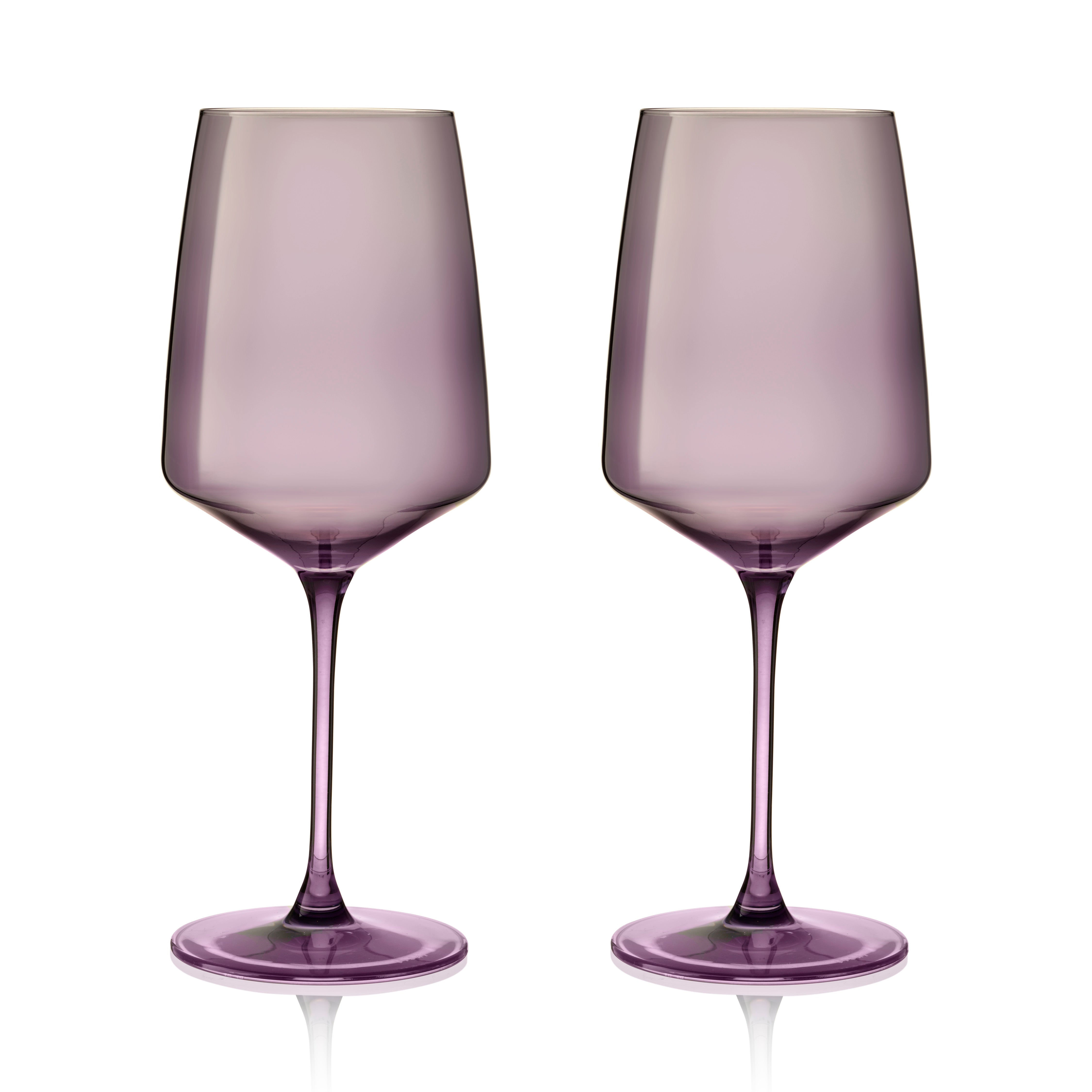 Premium Reserve Nouveau Crystal Wine Glasses Set of 2 - Elegant Violet Stemware for Red & White Wine - Perfect for Dinner Parties, Weddings & Romantic Evenings