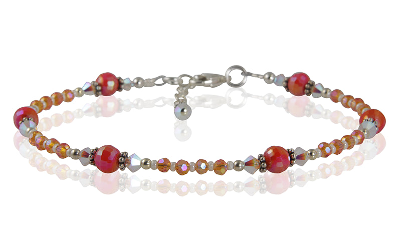 Sunburst Orange Crystal Beaded Anklet - Elegant Bohemian Ankle Bracelet for Women | Perfect for Summer, Beach, and Festival Outfits
