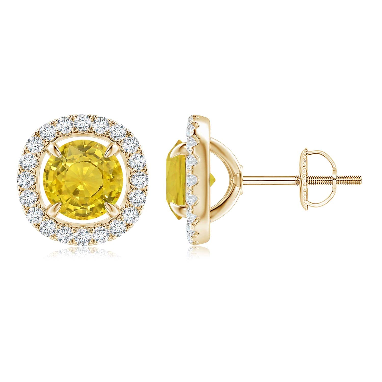 Natural Yellow Sapphire Halo Earrings for Women in 14K Solid Gold/Platinum | September Birthstone Jewelry | Elegant Gift for Her, Birthday, Wedding & Anniversary | Perfect for Evening Parties, Bridal Accessories & Special Occasions