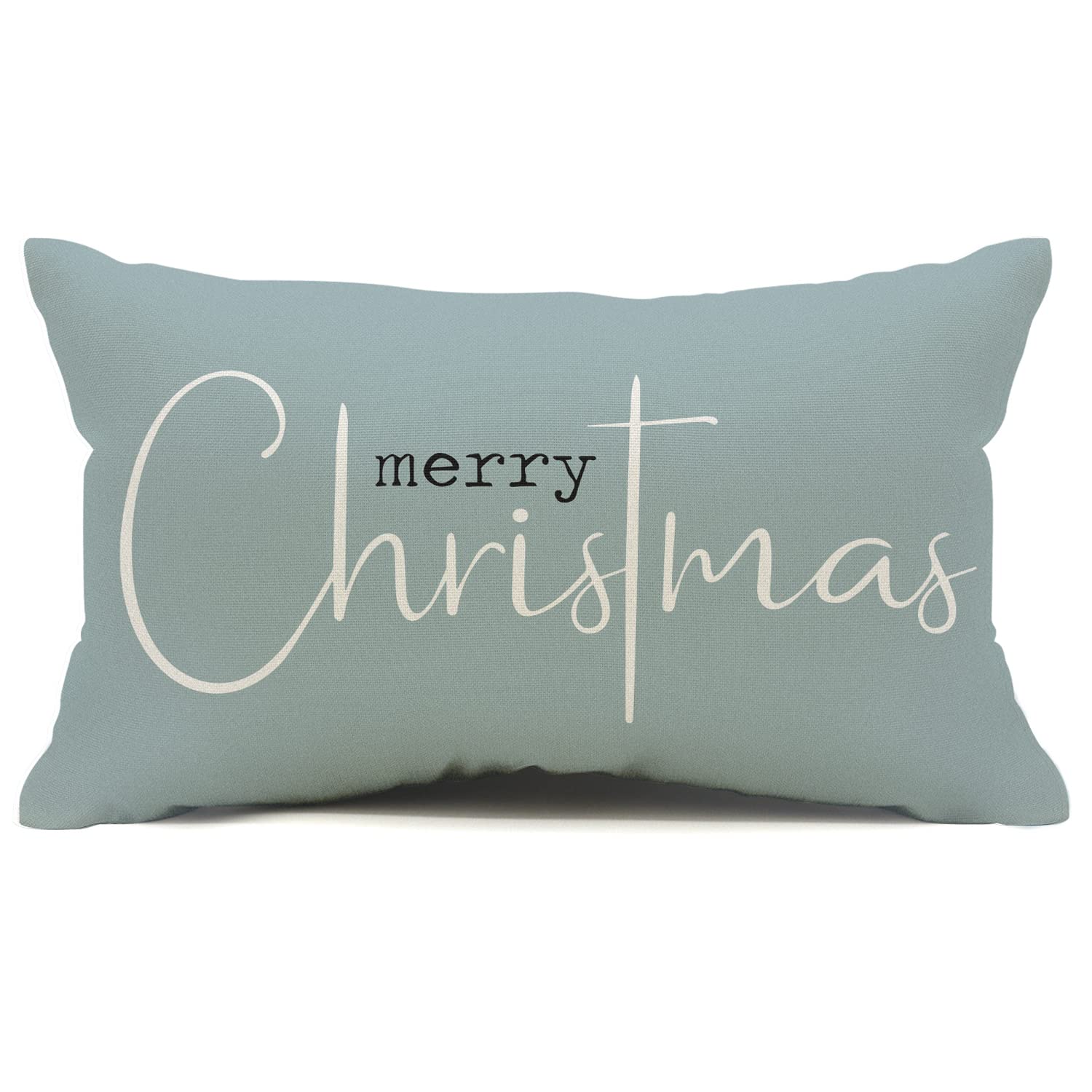 Merry Christmas Pillow Covers - 12x20 Inch Decorative Throw Pillow Covers for Sofa, Cotton Linen Blend, Beige Holiday Home Decor - Perfect for Living Room, Bedroom & Christmas Party Decorations