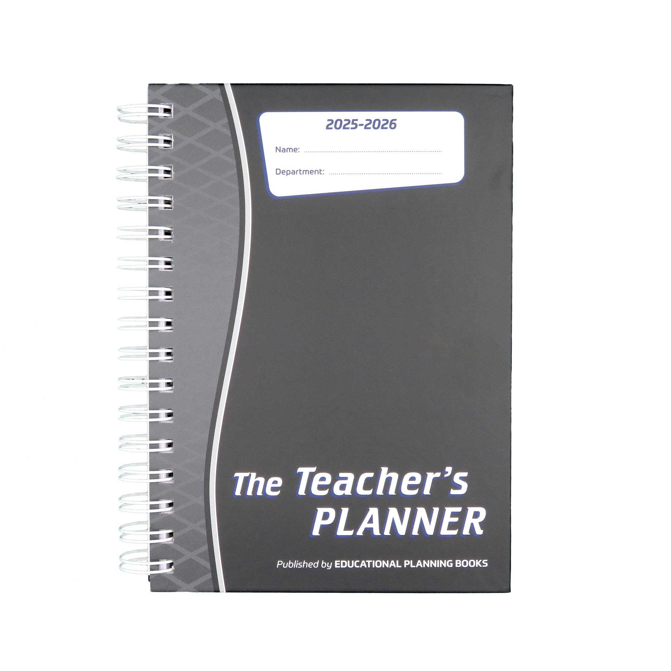 2025-2026 Teacher Planner A5 Size - 6 Period Lesson Plan Book in Charcoal (TP9-C) | Perfect for Classroom Organization, Daily Scheduling & Academic Year Planning
