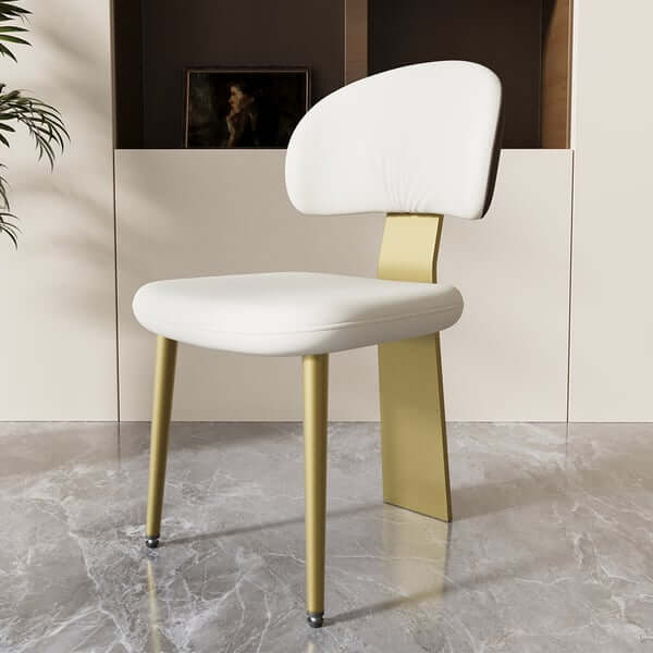 Modern White Upholstered Dining Chairs Set of 2 - Armless Side Chairs with Curved Back for Kitchen, Dining Room & Home Decor