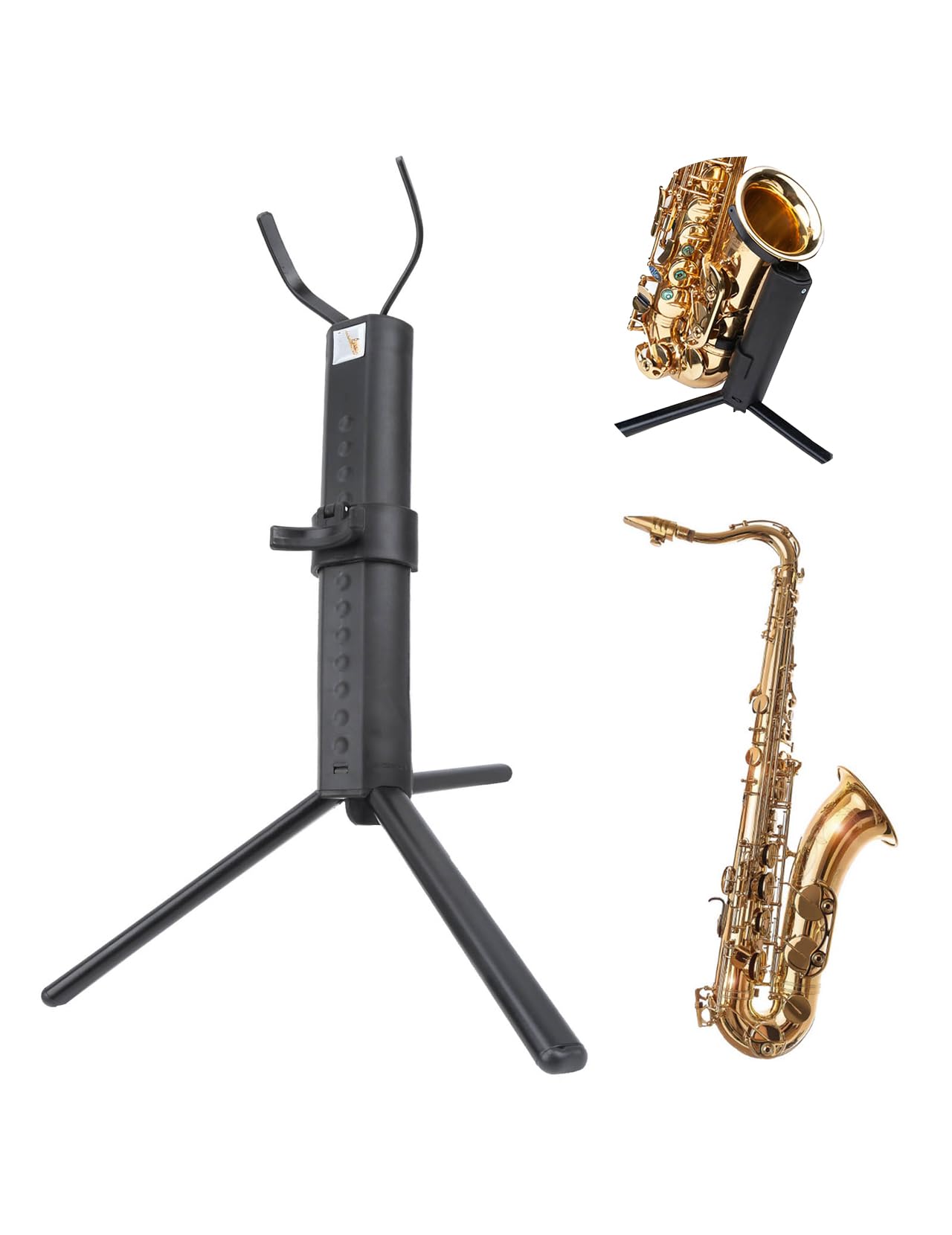 Premium Metal Foldable Saxophone Stand - Telescopic Portable Display Stand for Alto, Tenor & Soprano Saxophones (Hard Plastic + Metal Tube) - Perfect for Home, Studio & Live Performances