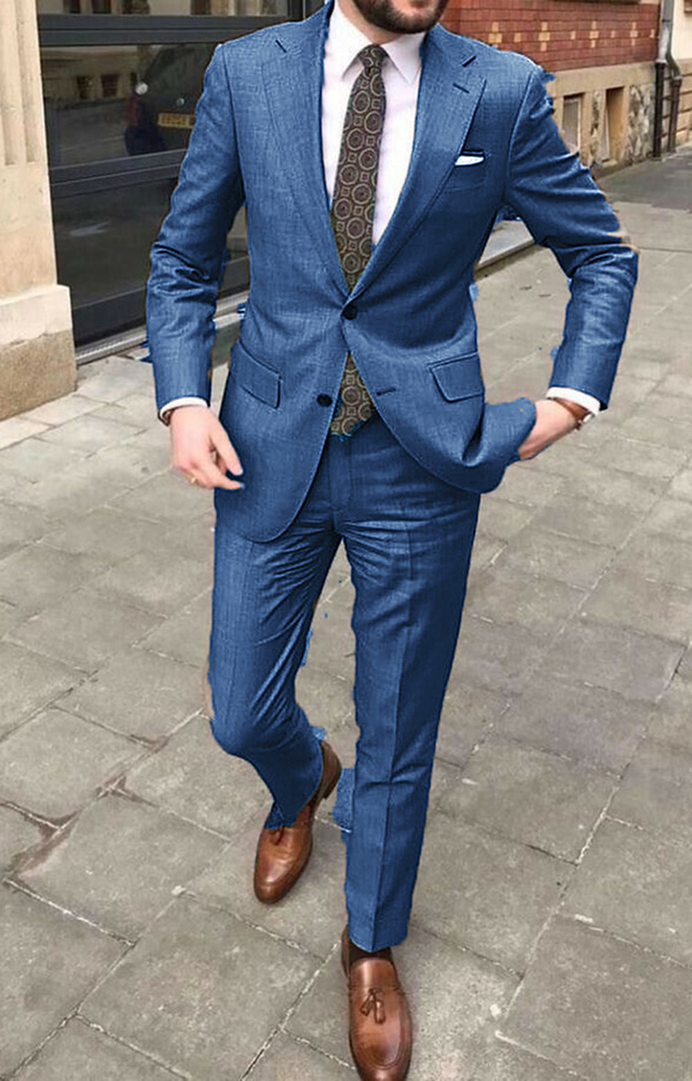 Handsome Slim Fit 2-Piece Blue Prom Suit for Men - Formal Tuxedo for Weddings, Graduations & Special Occasions | CB31092