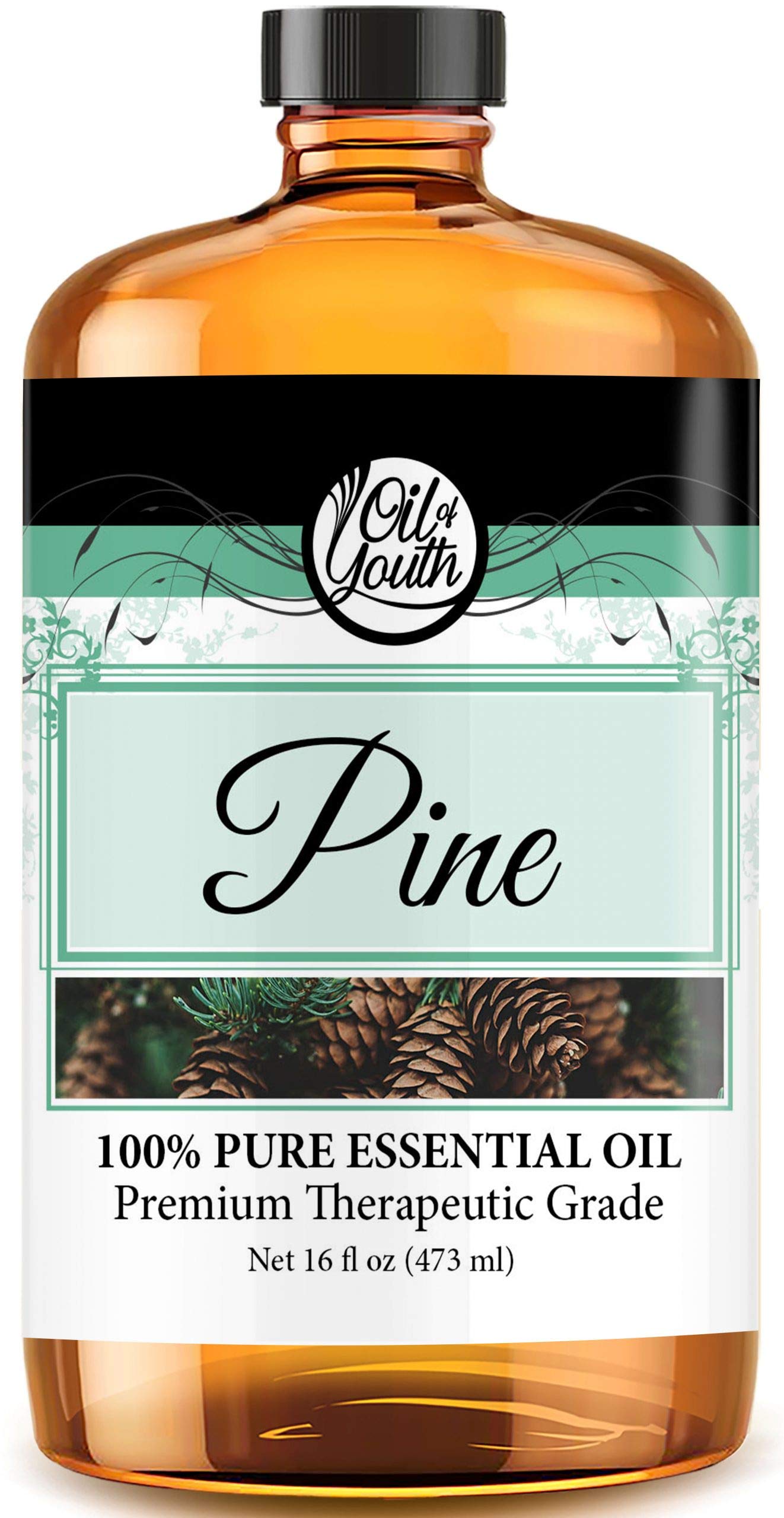 Youth Oil - Pure Pine Essential Oil (16oz Bulk) for Cleaning, Pest Control, Aromatherapy & Diffusers | Natural Home Freshener & Relaxation Aid