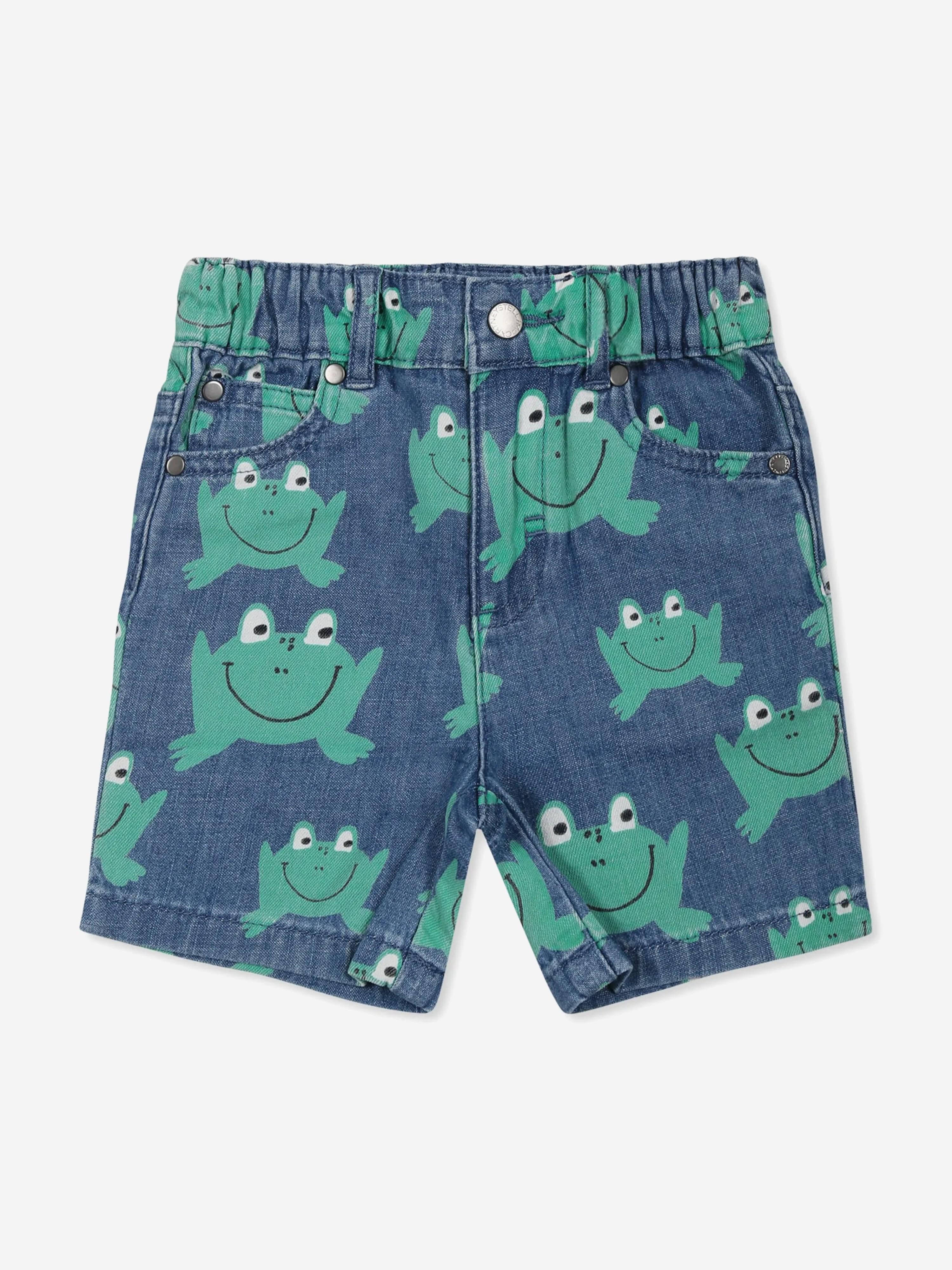 Adorable Baby Boys Denim Frog Shorts in Blue - Cute & Comfortable for Playtime & Summer Outfits