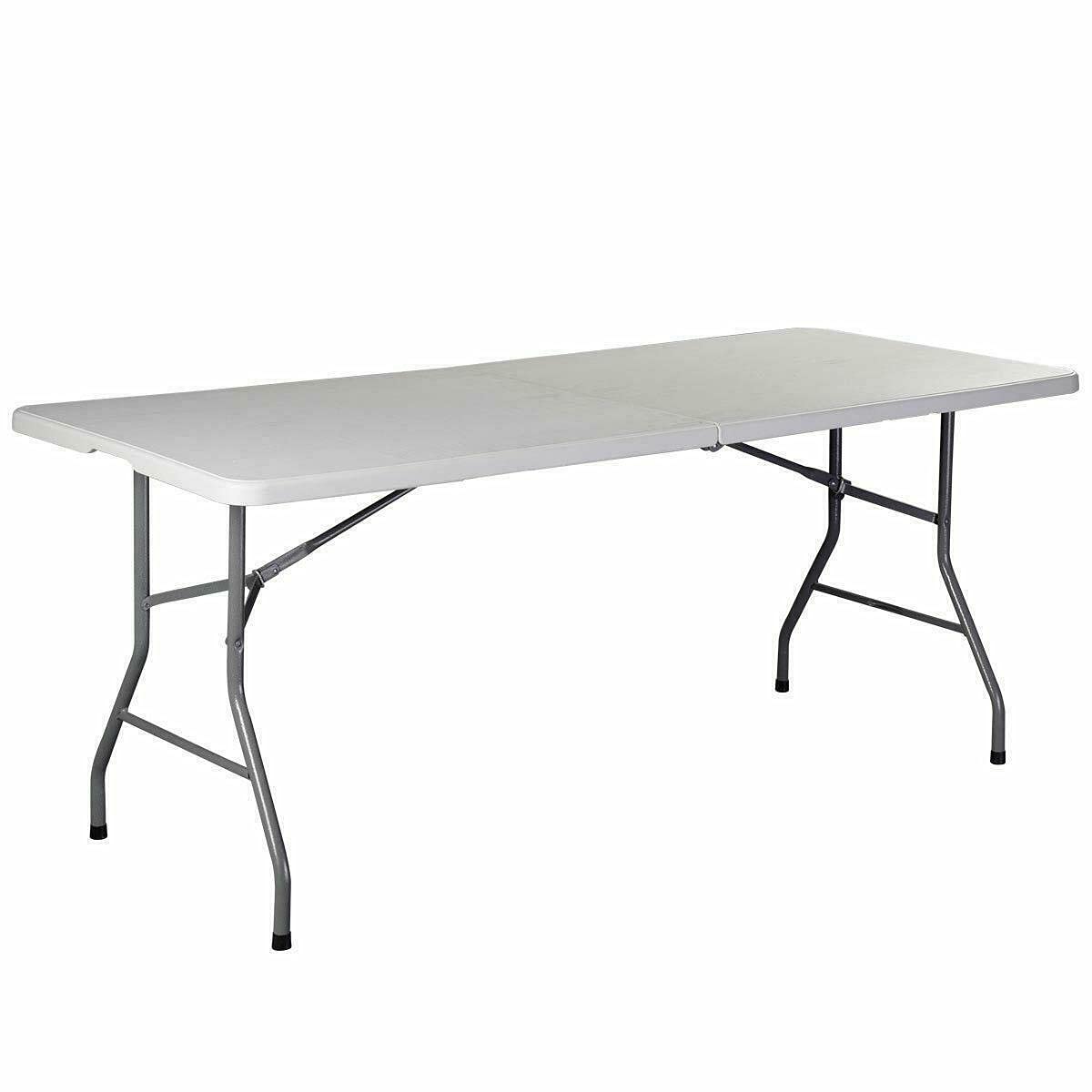 6 FT Folding Dining Table - Portable Plastic Foldable Desk for Office, Home, Patio, Party & Camping | Compact Space-Saving Solution for Indoor & Outdoor Use