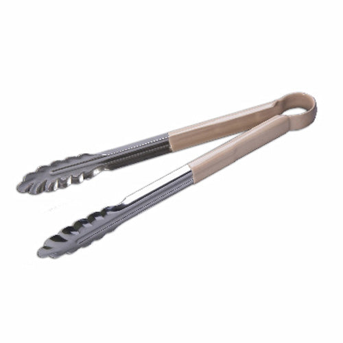 Premium 12-Inch Coated Utility Tongs for Cooking & Grilling - Non-Slip Heat Resistant Kitchen Tongs (Tan) - Ideal for BBQ, Salad Serving & Pasta Handling