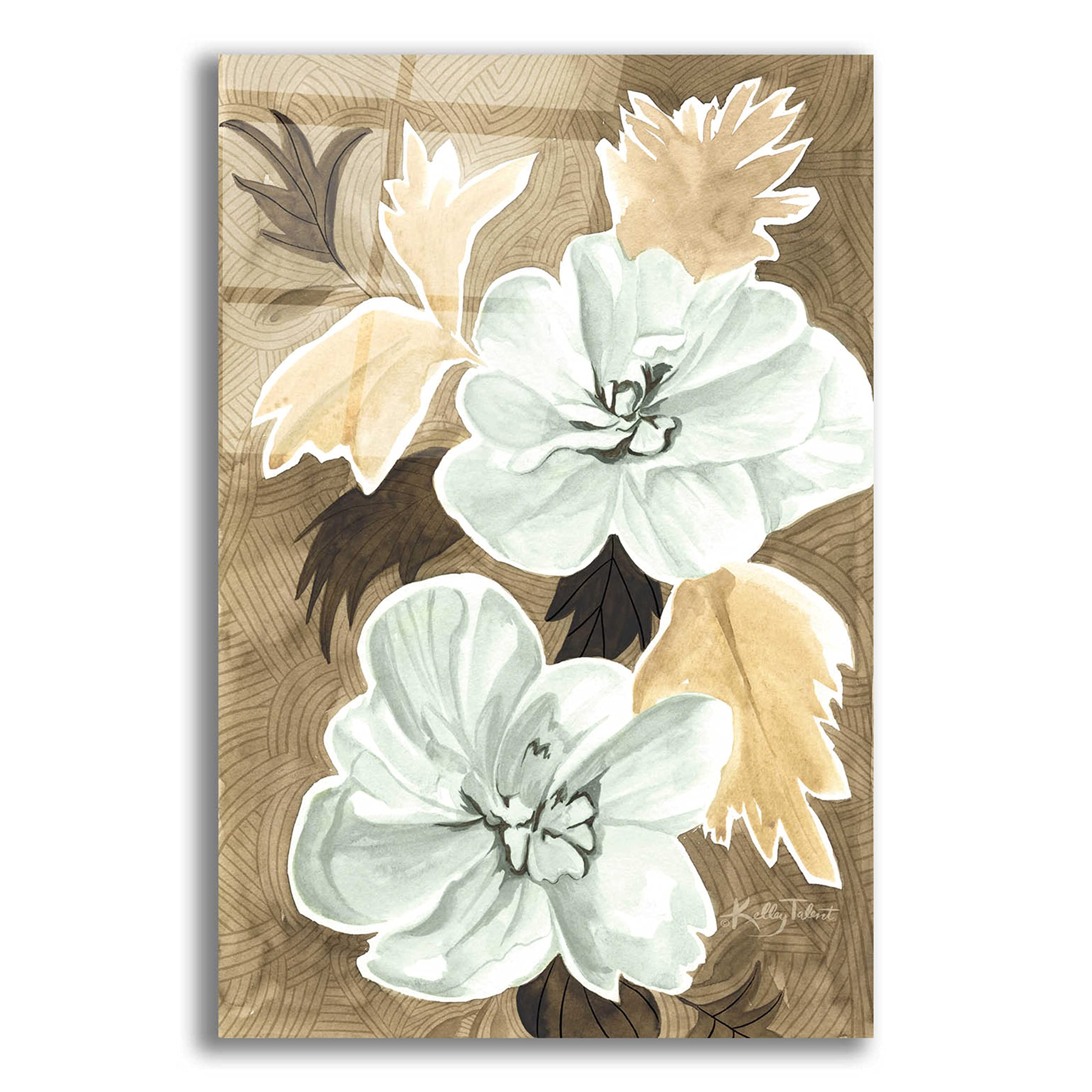 Serene Botanicals I Acrylic Glass Wall Art by Kelley Talent - 16x24 Inches Modern Floral Painting for Living Room, Bedroom & Office Decor