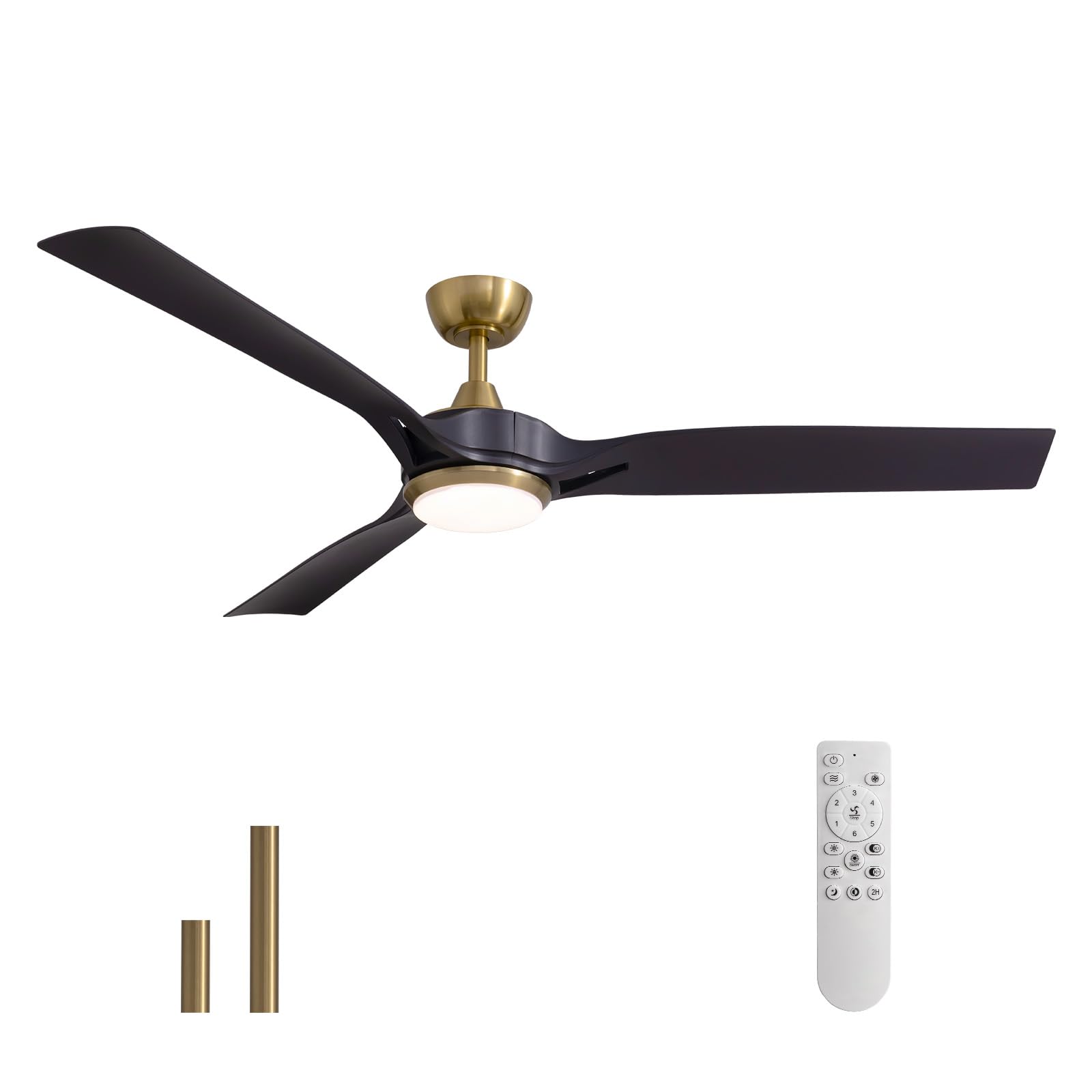 60 Inch Modern Ceiling Fan with Lights and Remote Control - 6 Speed Quiet DC Motor, 3CCT Dimmable LED, Reversible Blades for Bedroom, Living Room, Patio - Indoor/Outdoor Use for Year-Round Comfort