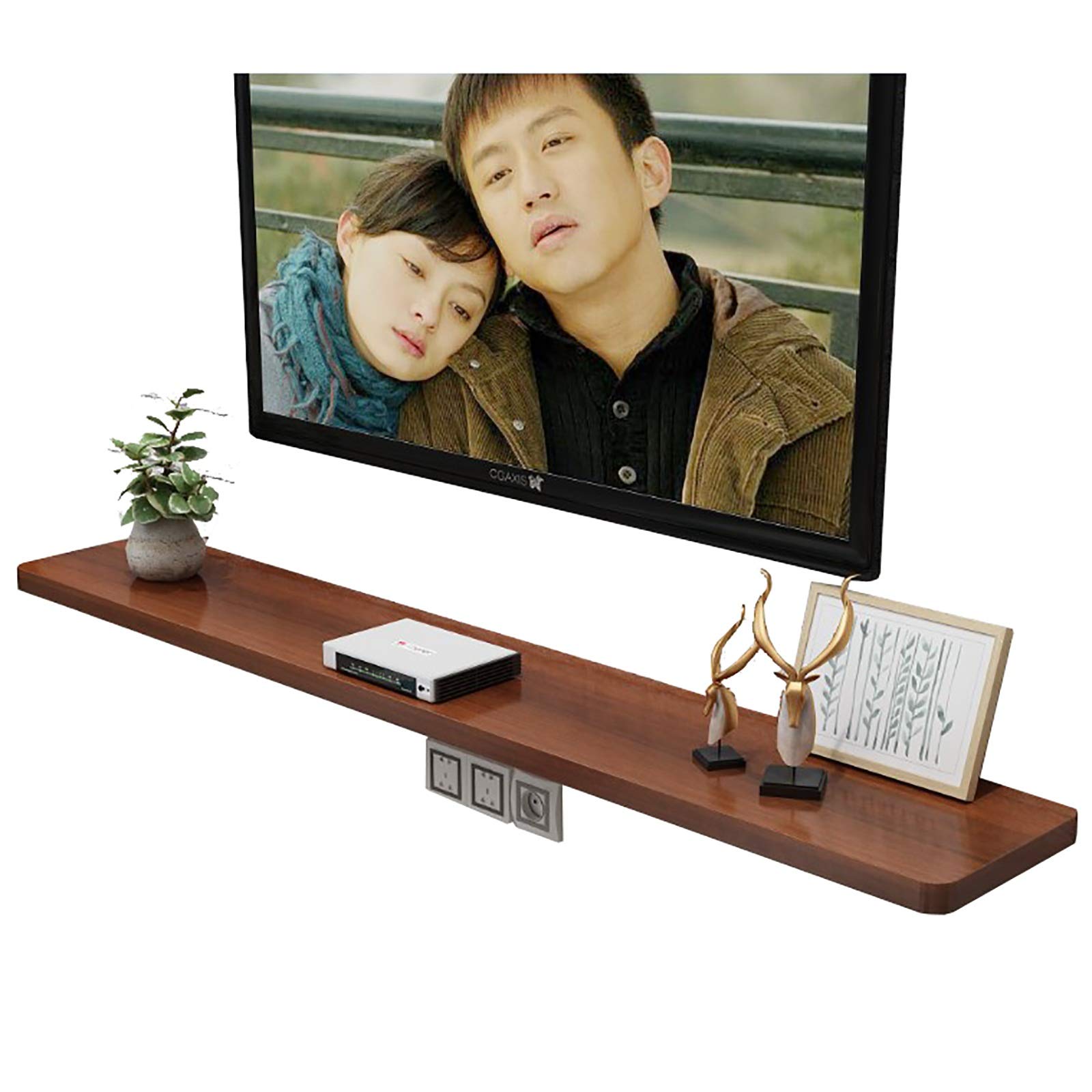 Floating TV Stand 60cm - Modern Solid Wood Wall Mounted Entertainment Center, TV Console for Living Room, Bedroom & Home Theater - 60/80/100/120/140cm Size Options