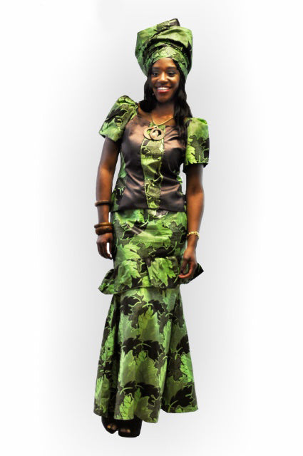 Stylish African Print Green Dress - Traditional Ankara Fashion for Women - Perfect for Parties, Weddings & Cultural Events