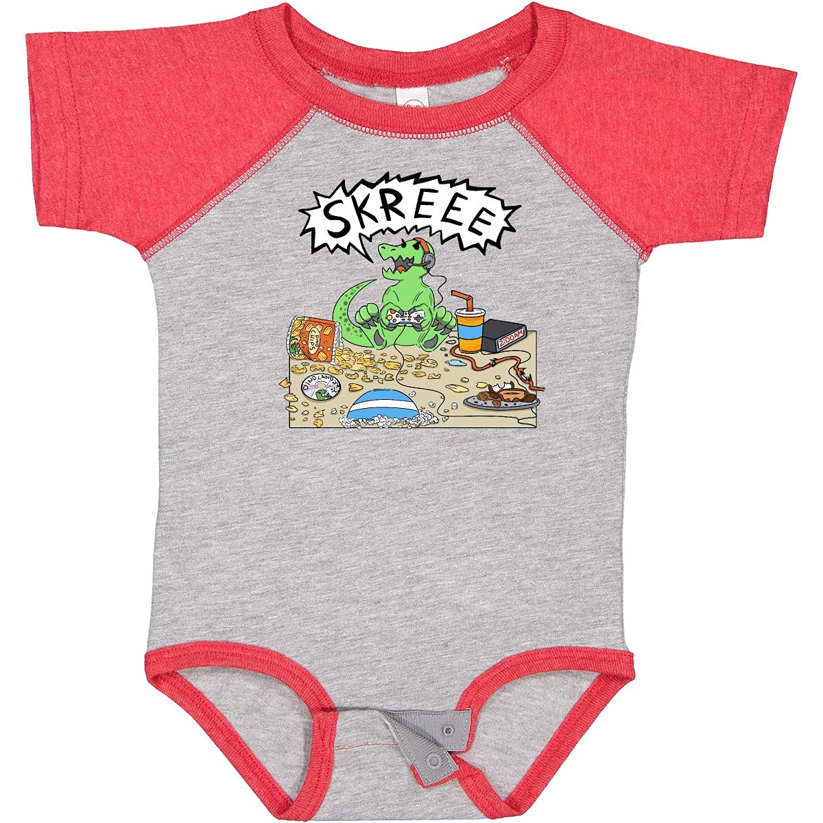 Inktastic Gaming Dino Baby Bodysuit - Cute Dinosaur Graphic Onesie for Boys & Girls | Perfect for Gaming Fans, Birthday Gifts & Everyday Wear