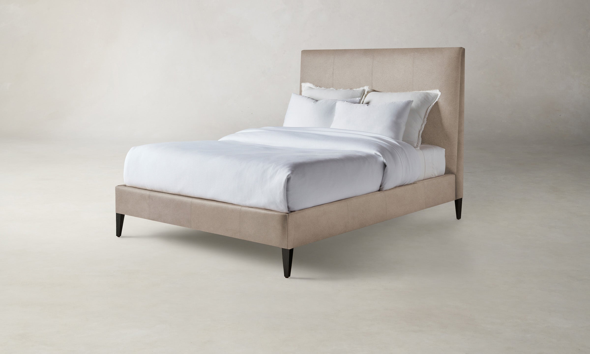 The Essex Bed - Premium Nubuck Leather Headboard in Fawn Color | Luxurious Bedroom Furniture for Modern Homes