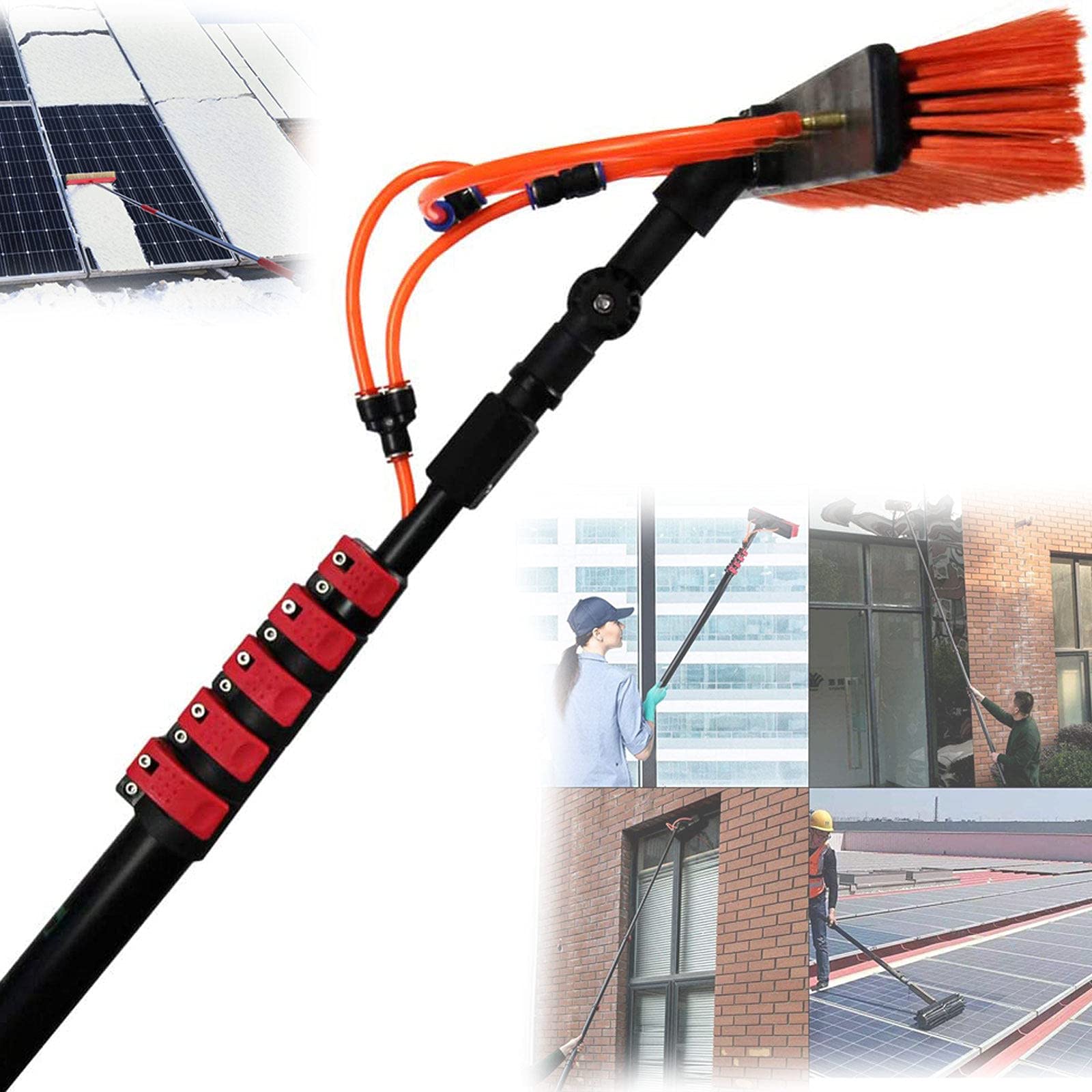 YQJY 3M-11M Solar Panel & Window Cleaning Kit with Extendable Pole (36FT/10.8m) - Professional Hose Fed Brush Equipment for Home & Commercial Use - Perfect for Rooftop Solar Maintenance & High Window Cleaning