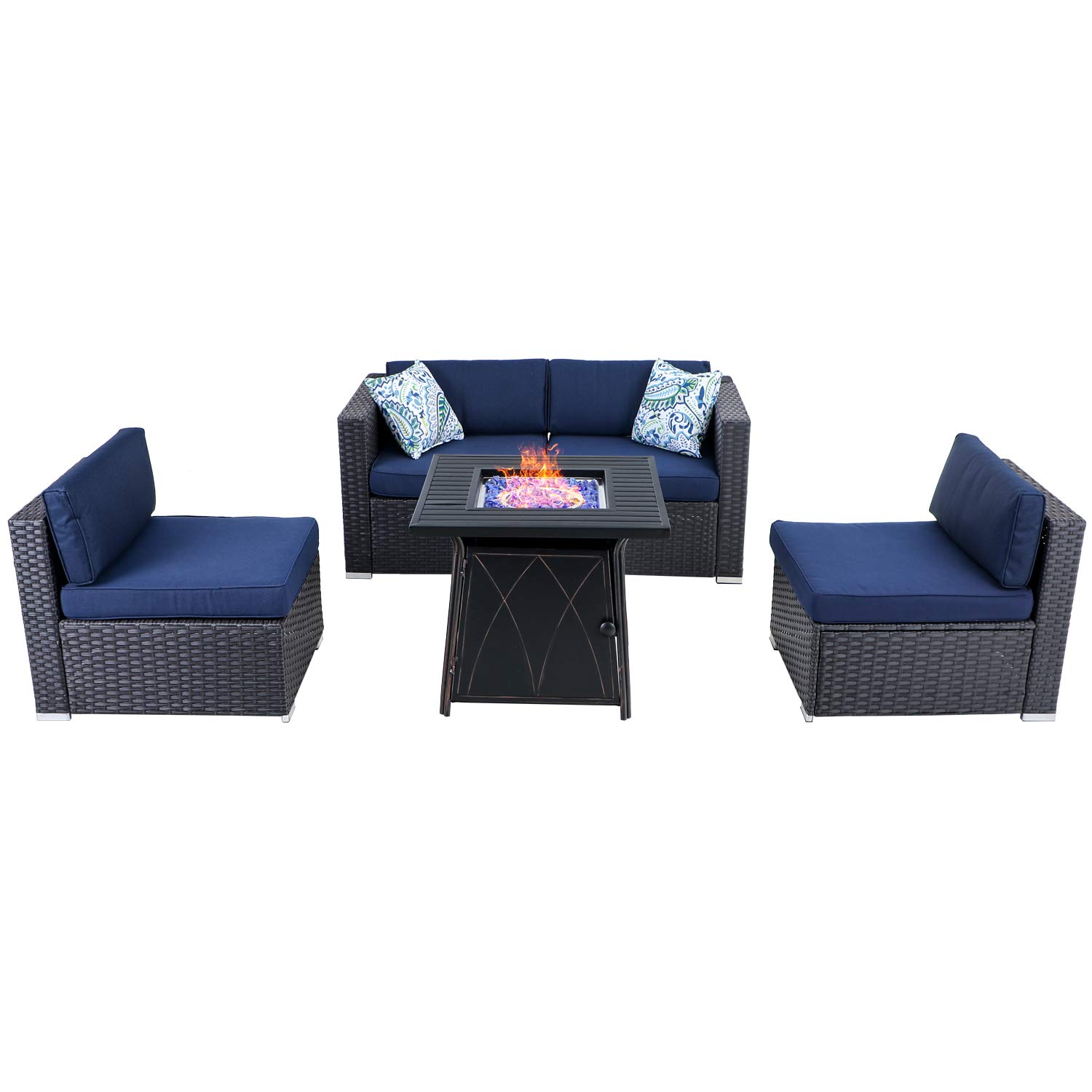 **MFSTUDIO Outdoor Patio Furniture Set - Wicker Sectional Sofa with 28