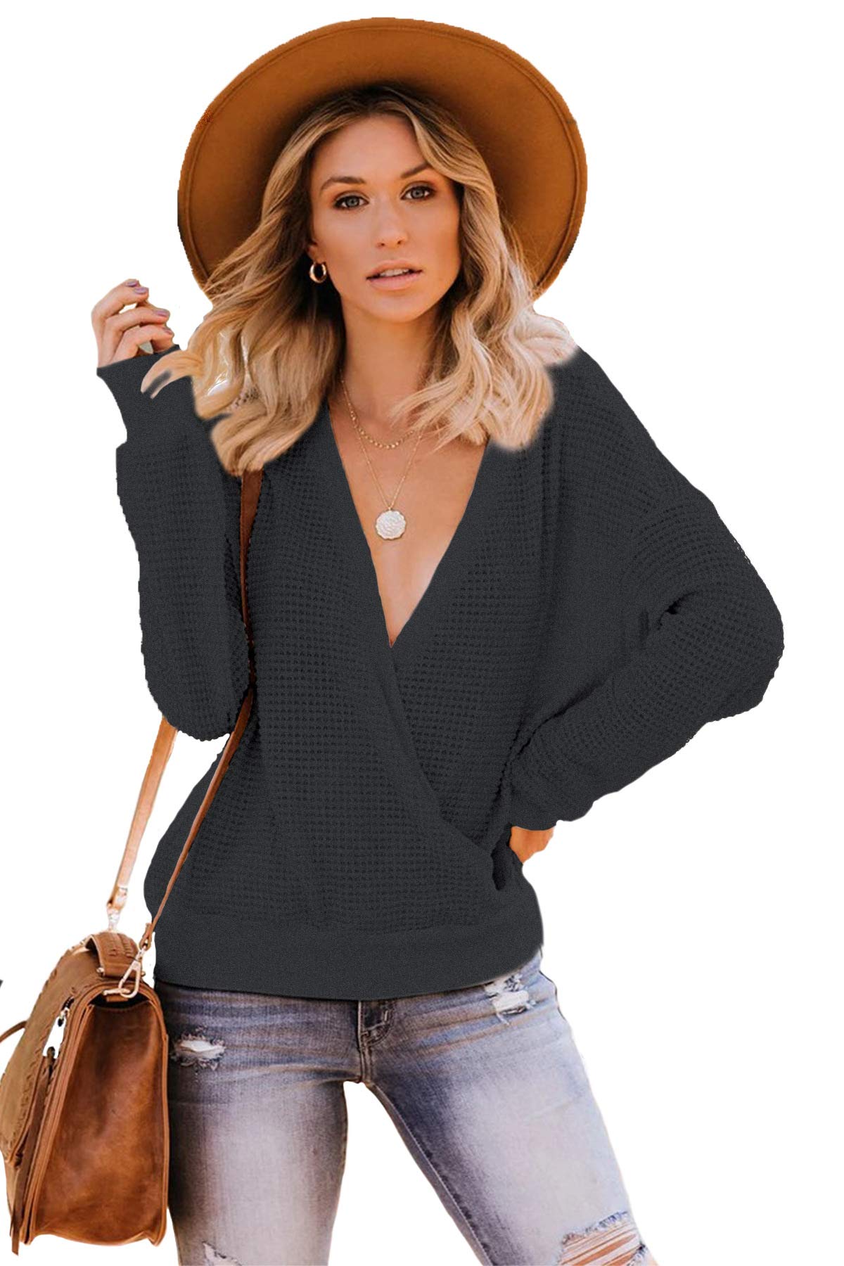 Women's Loose V-Neck Sweater - Spring & Fall Top Coat - European & American Style Casual Pullover | Perfect for Office Wear, Dating Outfits & Weekend Relaxation