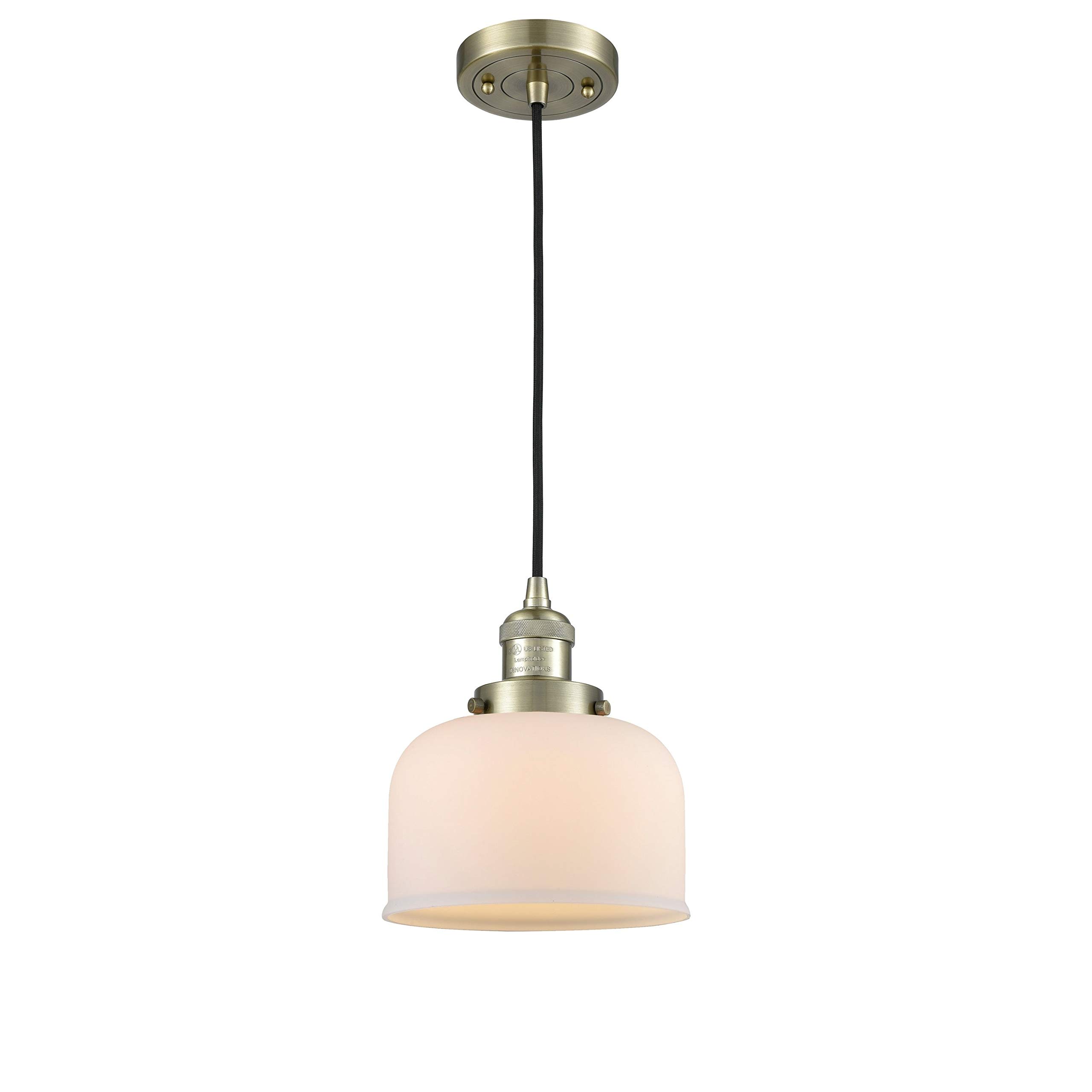 Innovations 201C-AB-G71-LED 1-Light Vintage Dimmable LED Mini Pendant Light Fixture in Antique Brass - Perfect for Kitchen Island, Dining Room, or Bar Counter Lighting