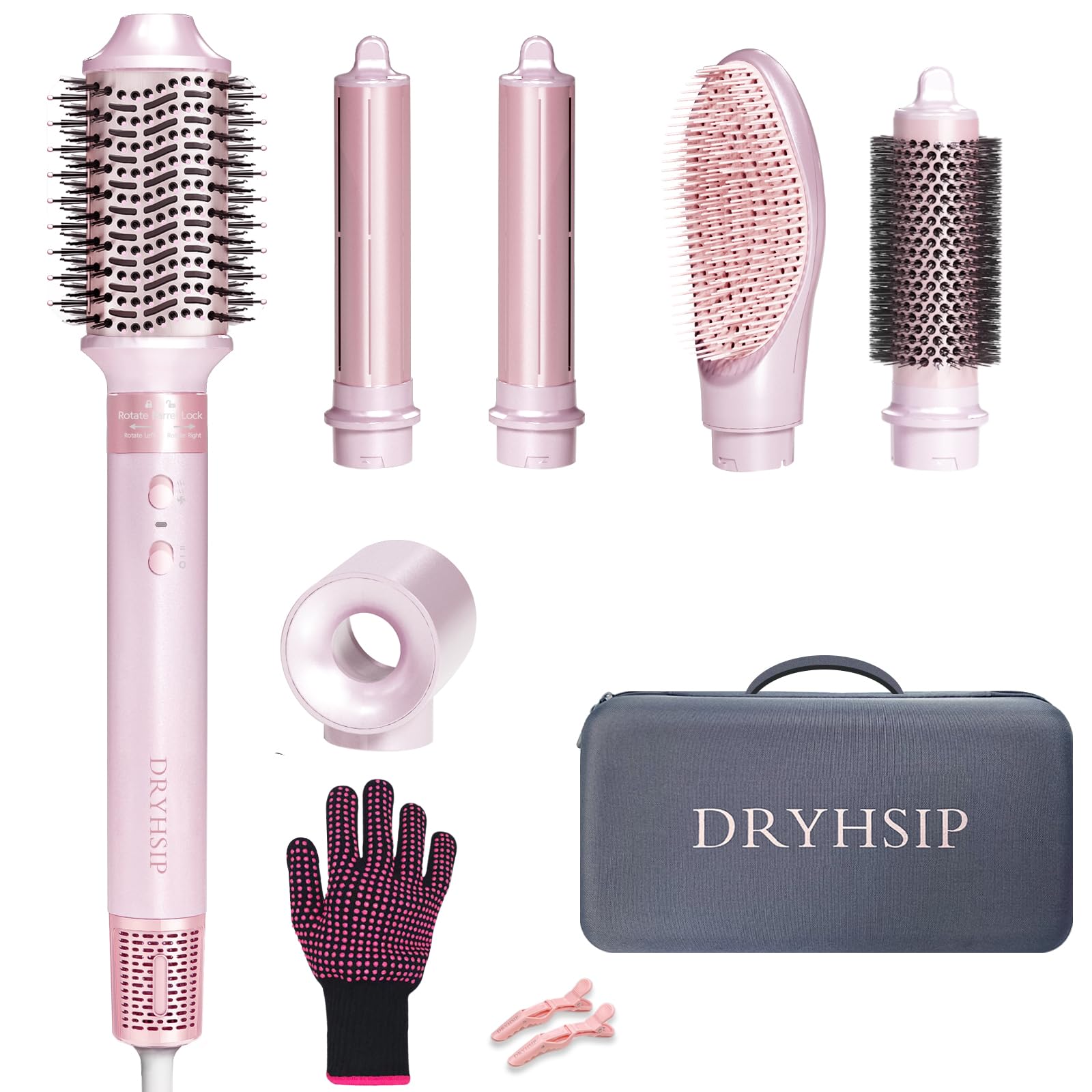 6 in 1 Hair Dryer Brush Set - 110,000 RPM Ionic Hot Air Styler with Auto Curlers & Intelligent Heat Control | Negative Ion Blow Dryer for Fast Drying, Curling, Straightening & Volumizing | Includes Travel Case | Perfect for Home Use, Salon Styling & Travel