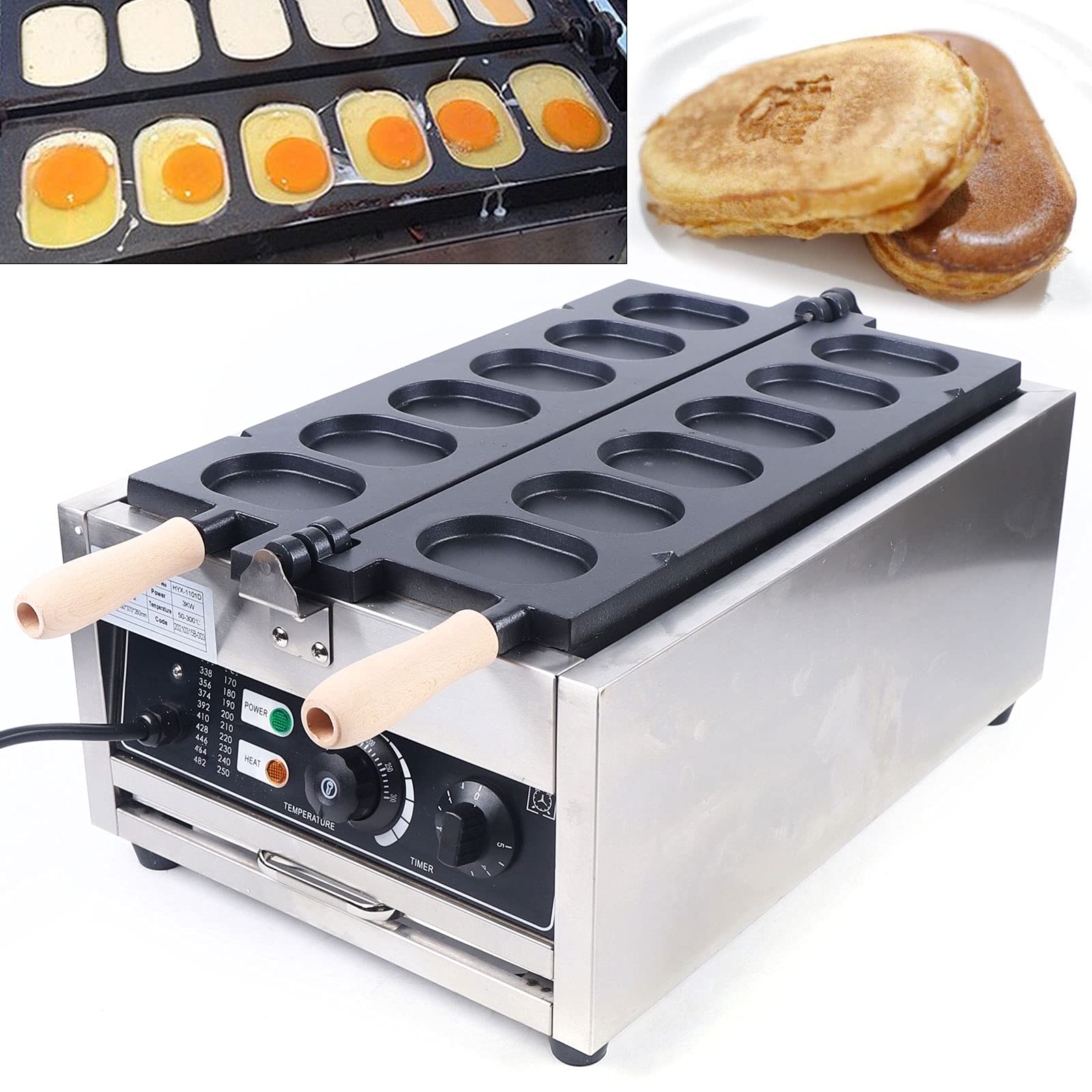 TBVECHI 3000W Commercial Waffle Maker - Stainless Steel Double-Sided Egg Bread Machine with Non-Stick Plates for Bakeries, Restaurants & Breakfast Shops - Perfect for Making Waffles, Pancakes, Egg Toast and Sandwiches